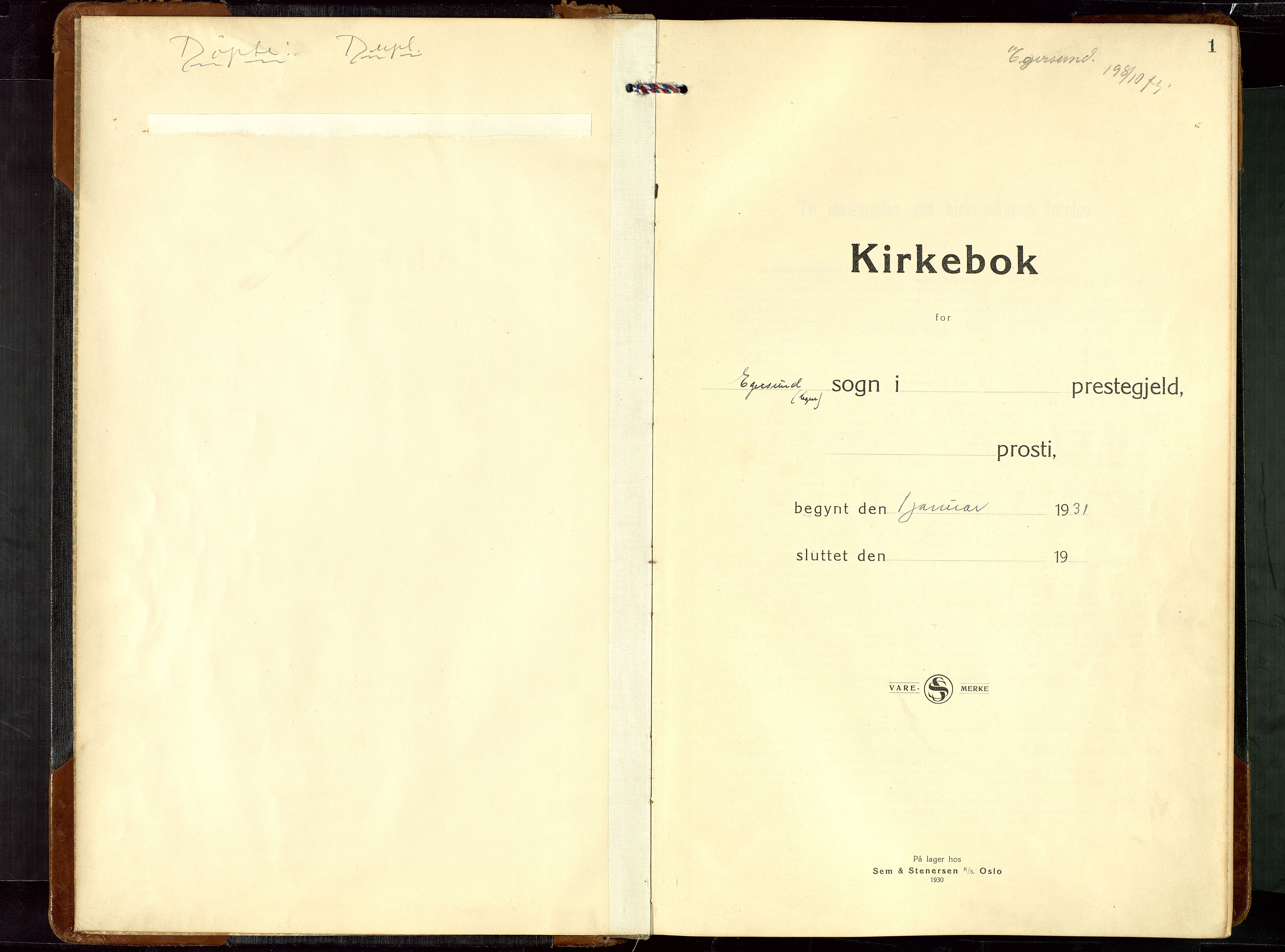 Eigersund sokneprestkontor, AV/SAST-A-101807/S09/L0014: Klokkerbok nr. B 14, 1931-1949, s. 1