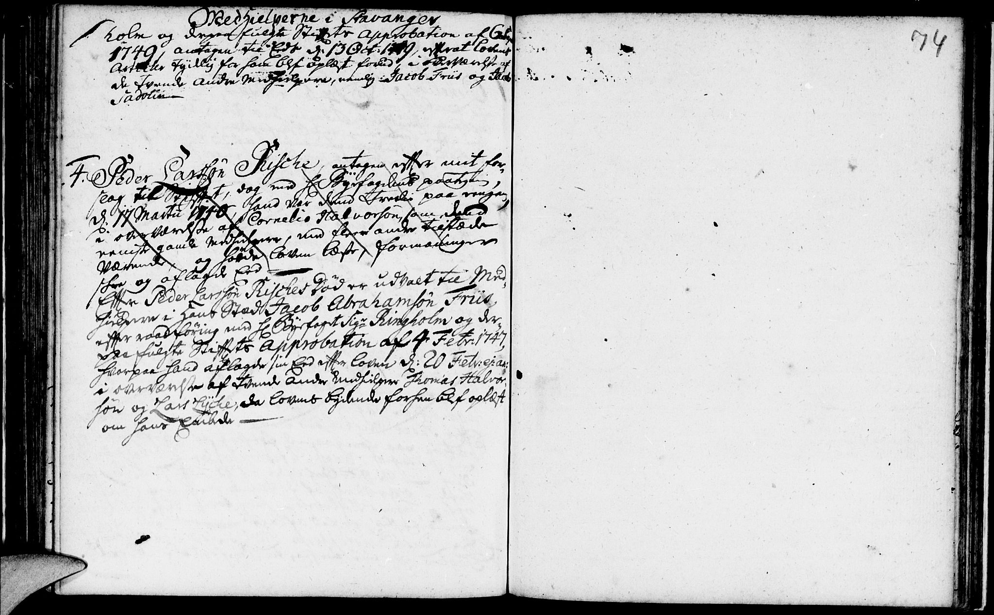 Domkirken sokneprestkontor, SAST/A-101812/001/30/30BA/L0003: Ministerialbok nr. A 3 /1, 1738-1760, s. 74