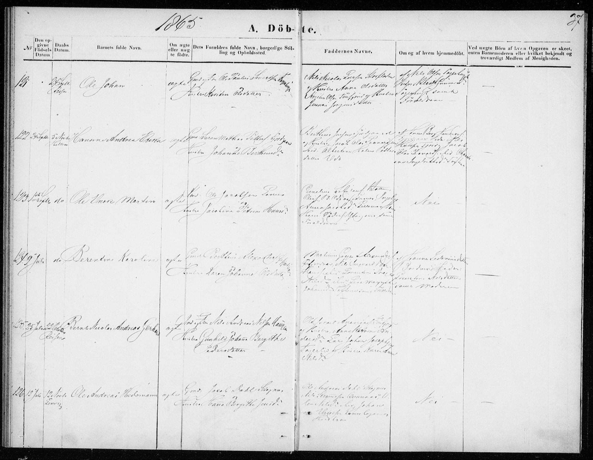 Lenvik sokneprestembete, SATØ/S-1310/H/Ha/Haa/L0008kirke: Ministerialbok nr. 8, 1864-1865, s. 37