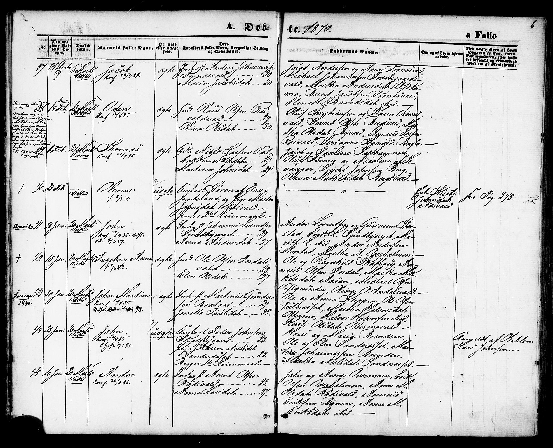 Ministerialprotokoller, klokkerbøker og fødselsregistre - Nord-Trøndelag, AV/SAT-A-1458/723/L0242: Ministerialbok nr. 723A11, 1870-1880, s. 6