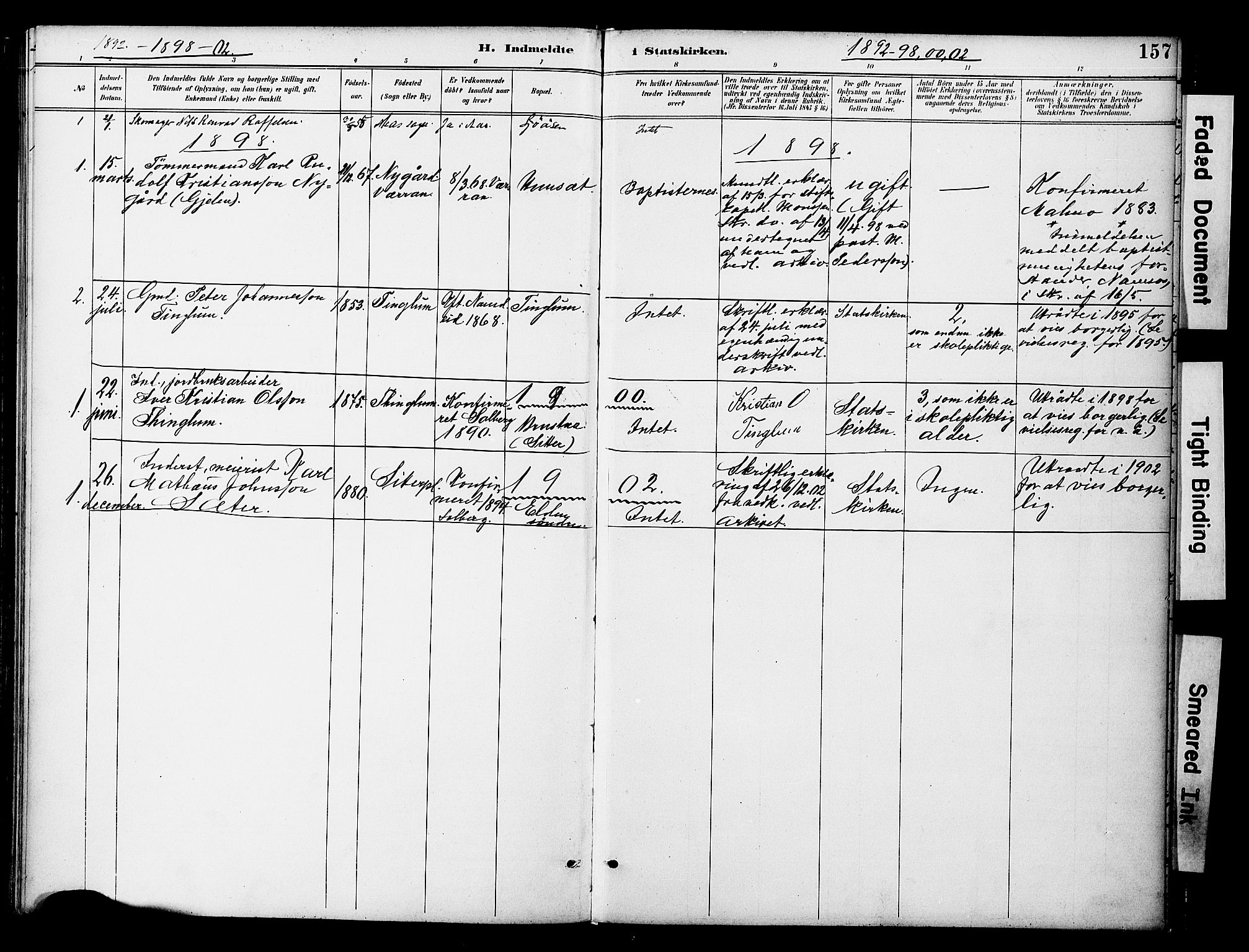 Ministerialprotokoller, klokkerbøker og fødselsregistre - Nord-Trøndelag, AV/SAT-A-1458/742/L0409: Ministerialbok nr. 742A02, 1891-1905, s. 157