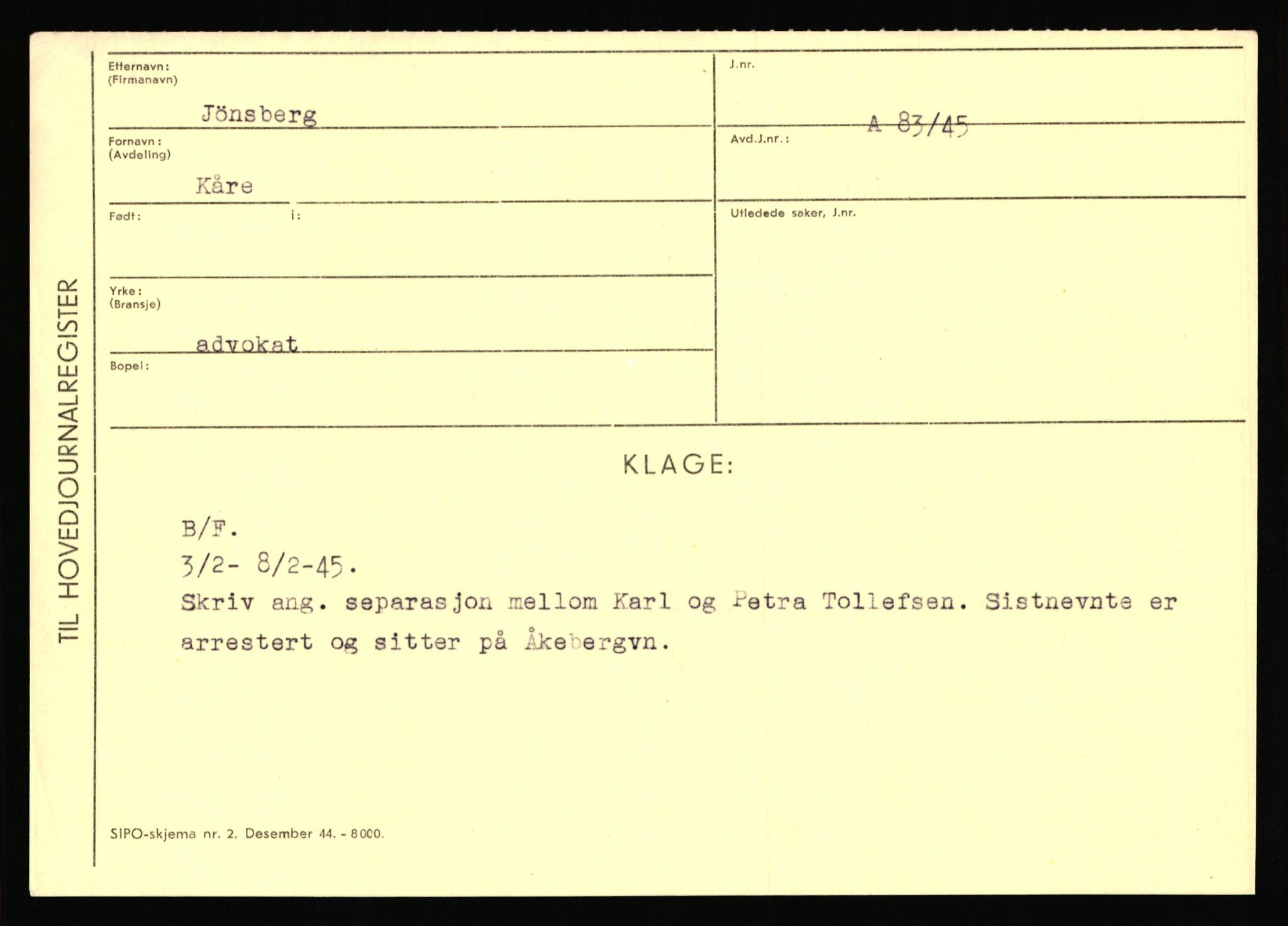 Statspolitiet - Hovedkontoret / Osloavdelingen, AV/RA-S-1329/C/Ca/L0008: Johan(nes)sen - Knoph, 1943-1945, s. 2676