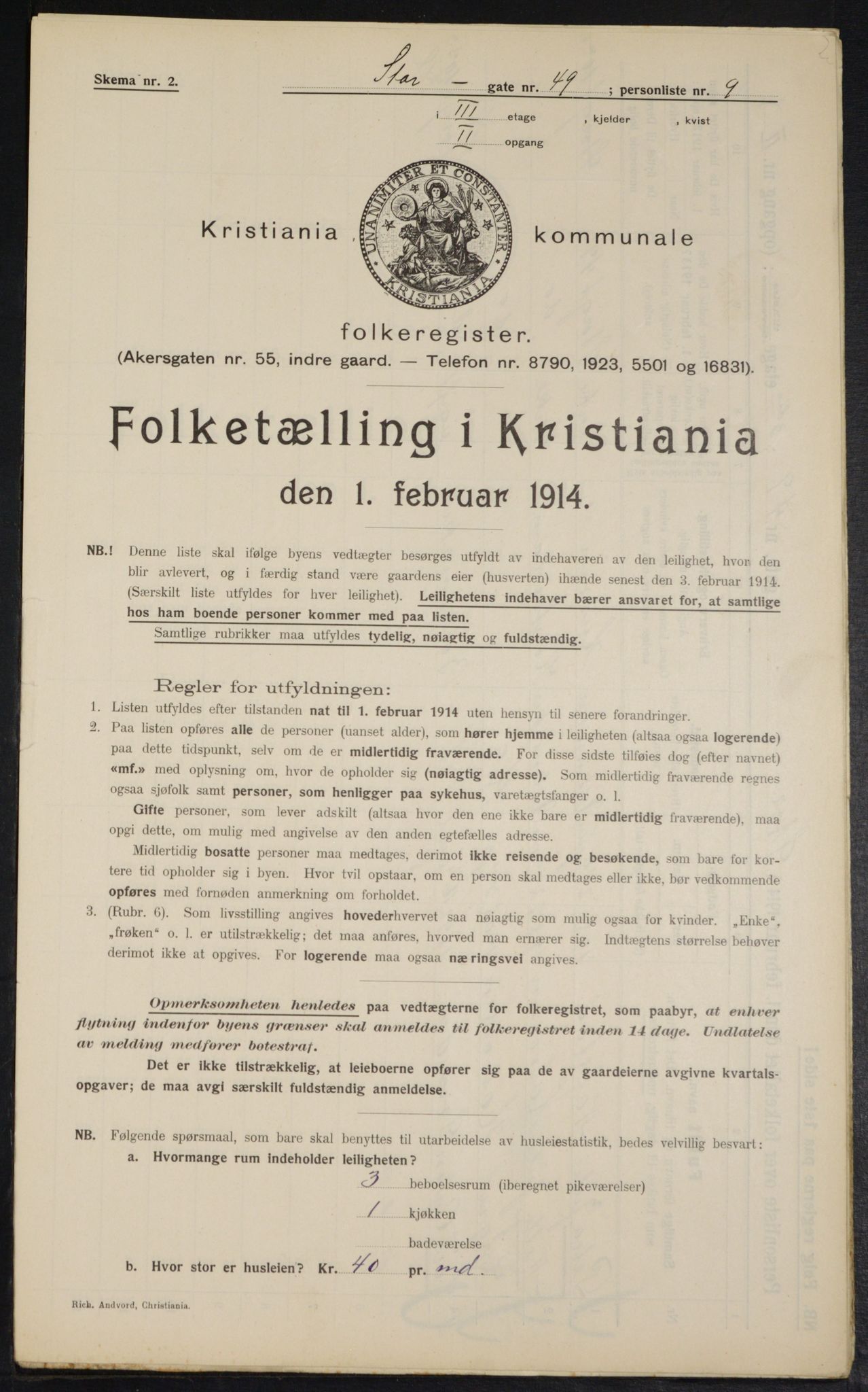 OBA, Kommunal folketelling 1.2.1914 for Kristiania, 1914, s. 104183