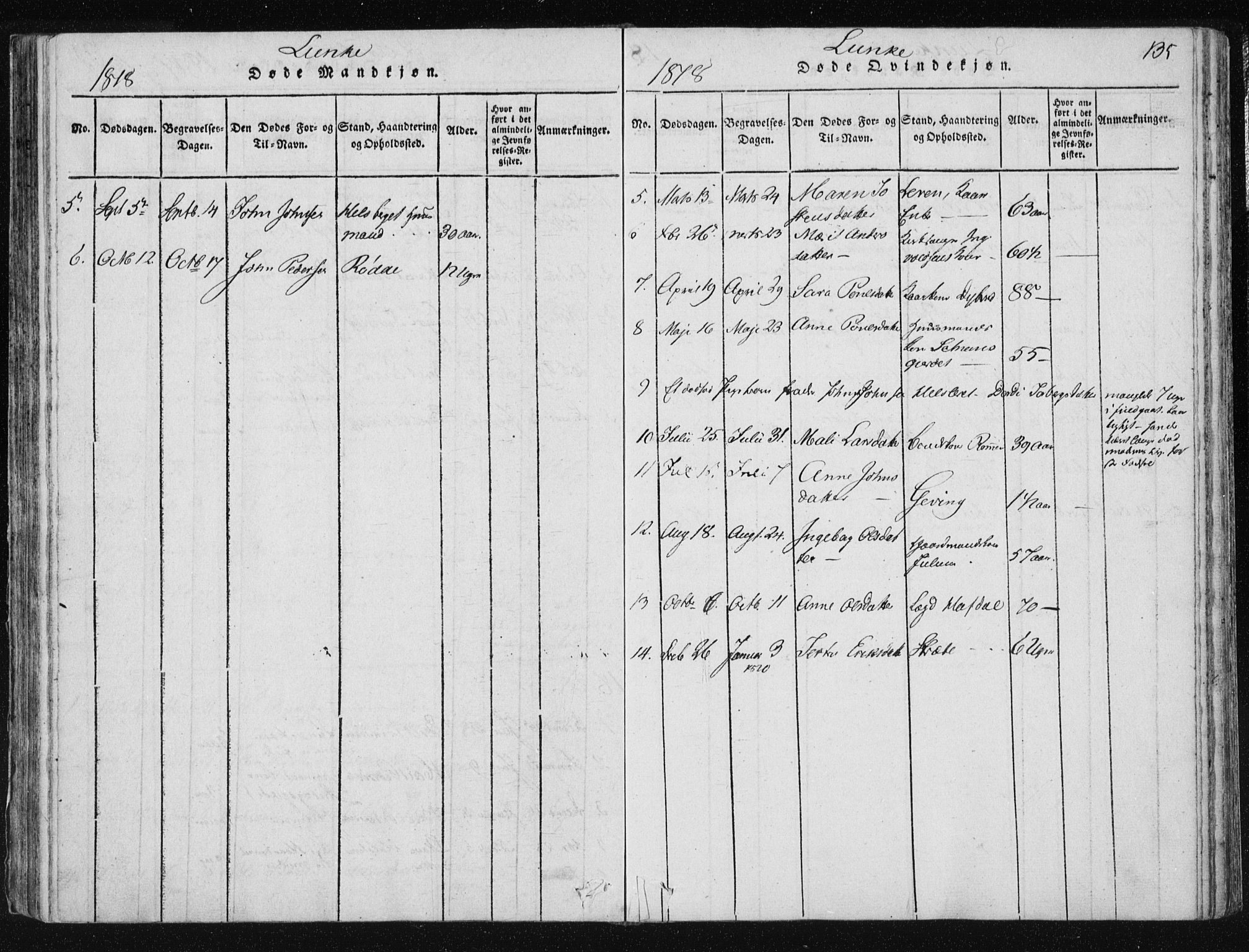 Ministerialprotokoller, klokkerbøker og fødselsregistre - Nord-Trøndelag, AV/SAT-A-1458/709/L0061: Ministerialbok nr. 709A08 /3, 1815-1819, s. 135
