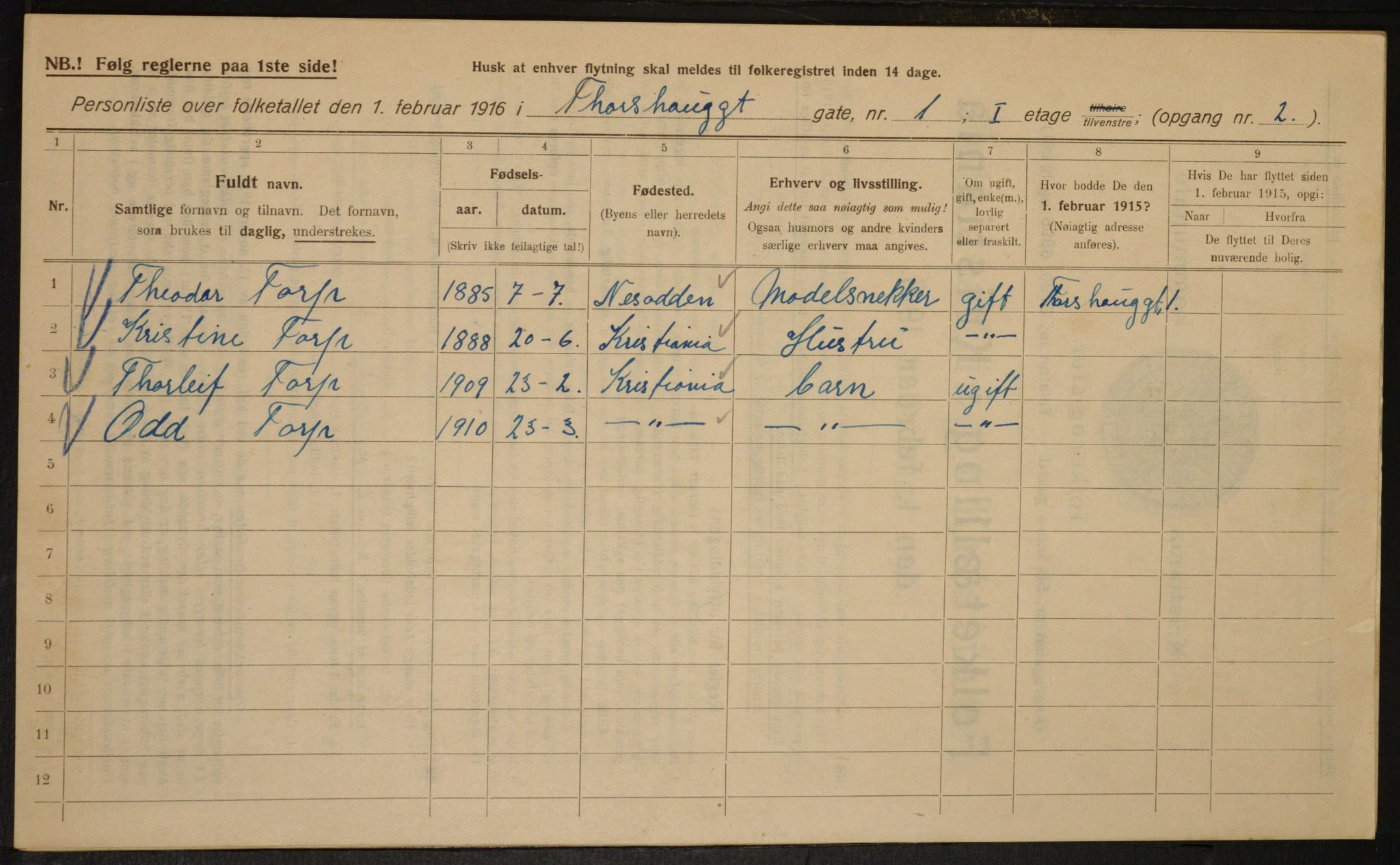 OBA, Kommunal folketelling 1.2.1916 for Kristiania, 1916, s. 117629