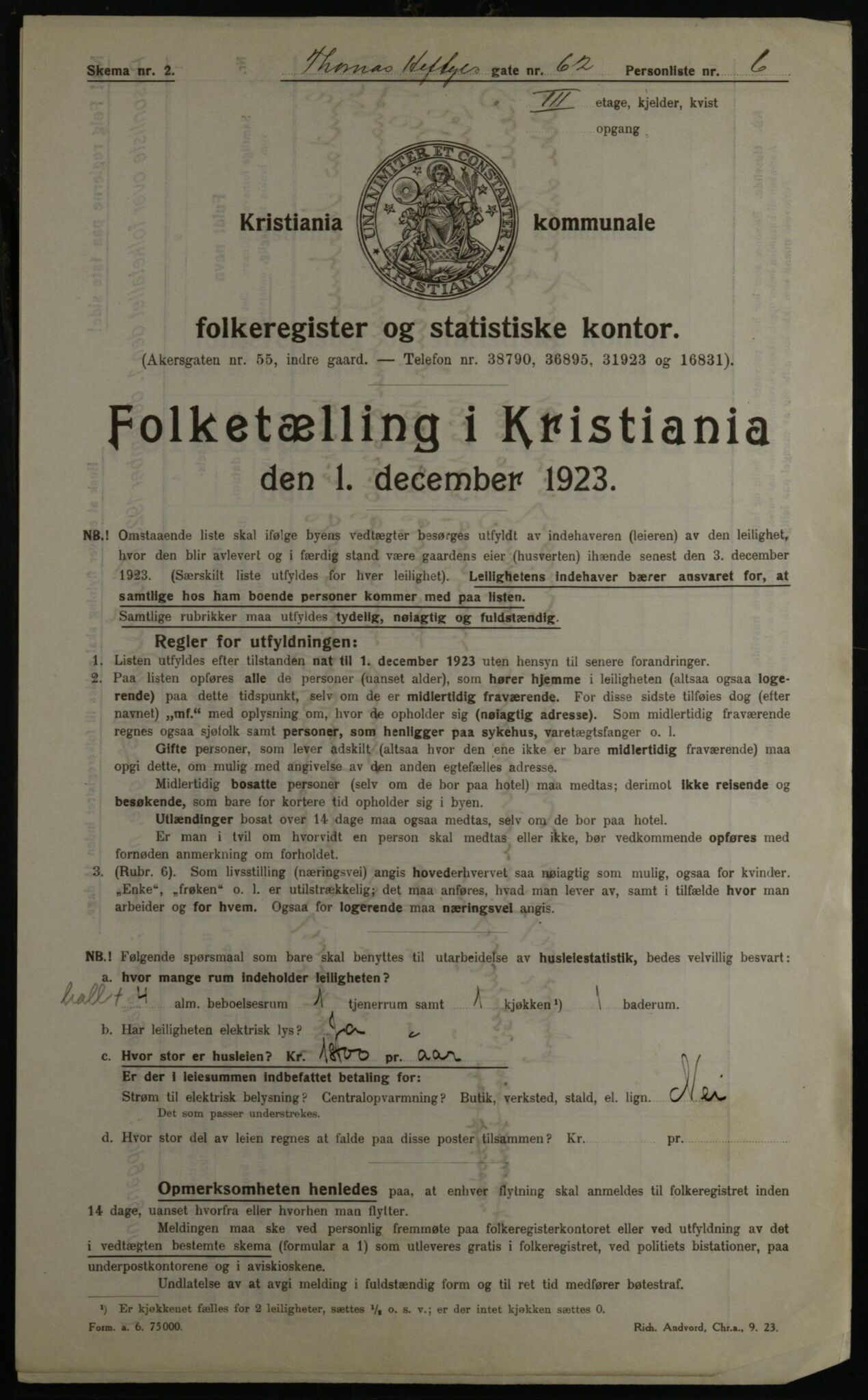 OBA, Kommunal folketelling 1.12.1923 for Kristiania, 1923, s. 120943