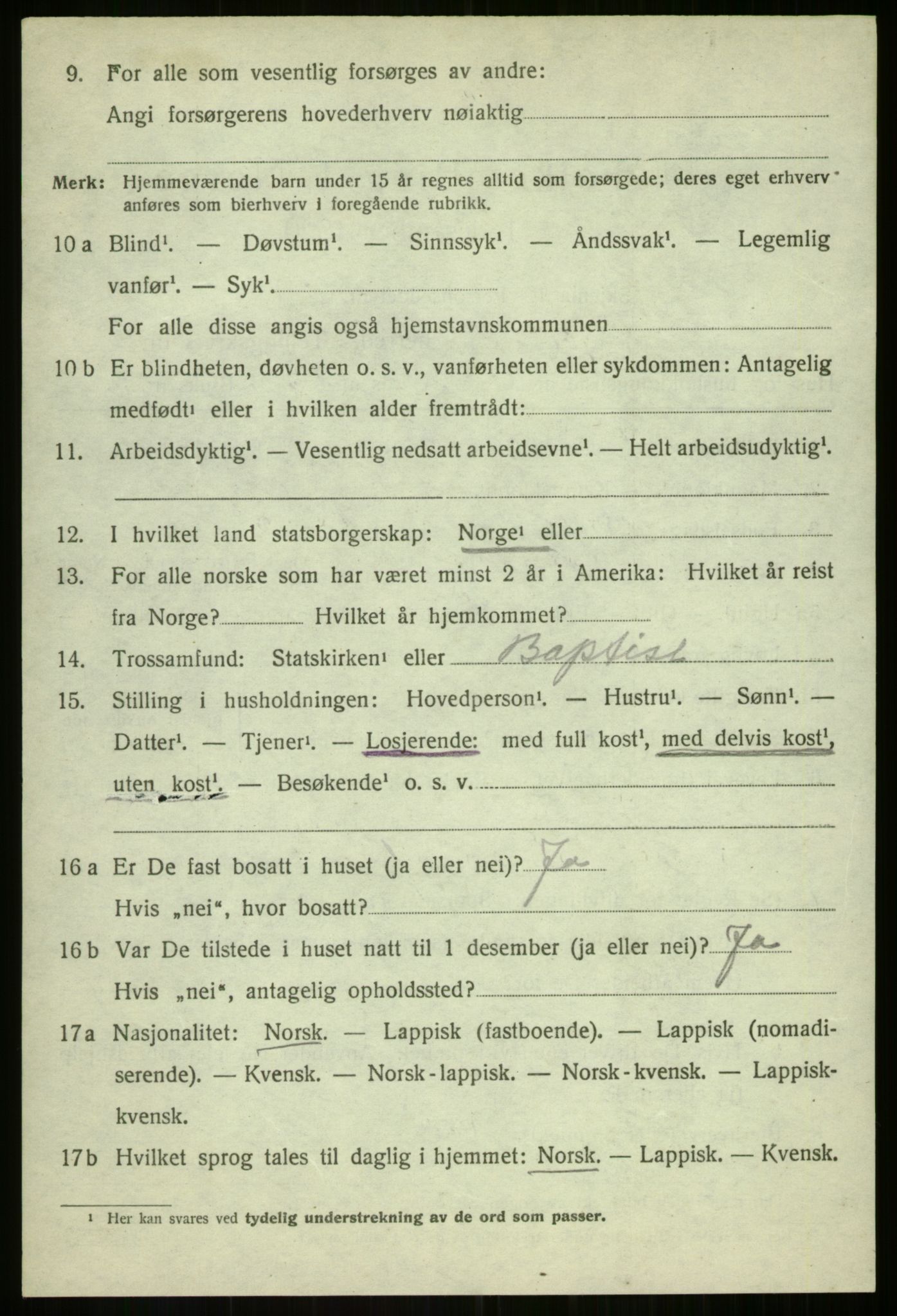 SATØ, Folketelling 1920 for 1933 Balsfjord herred, 1920, s. 3249