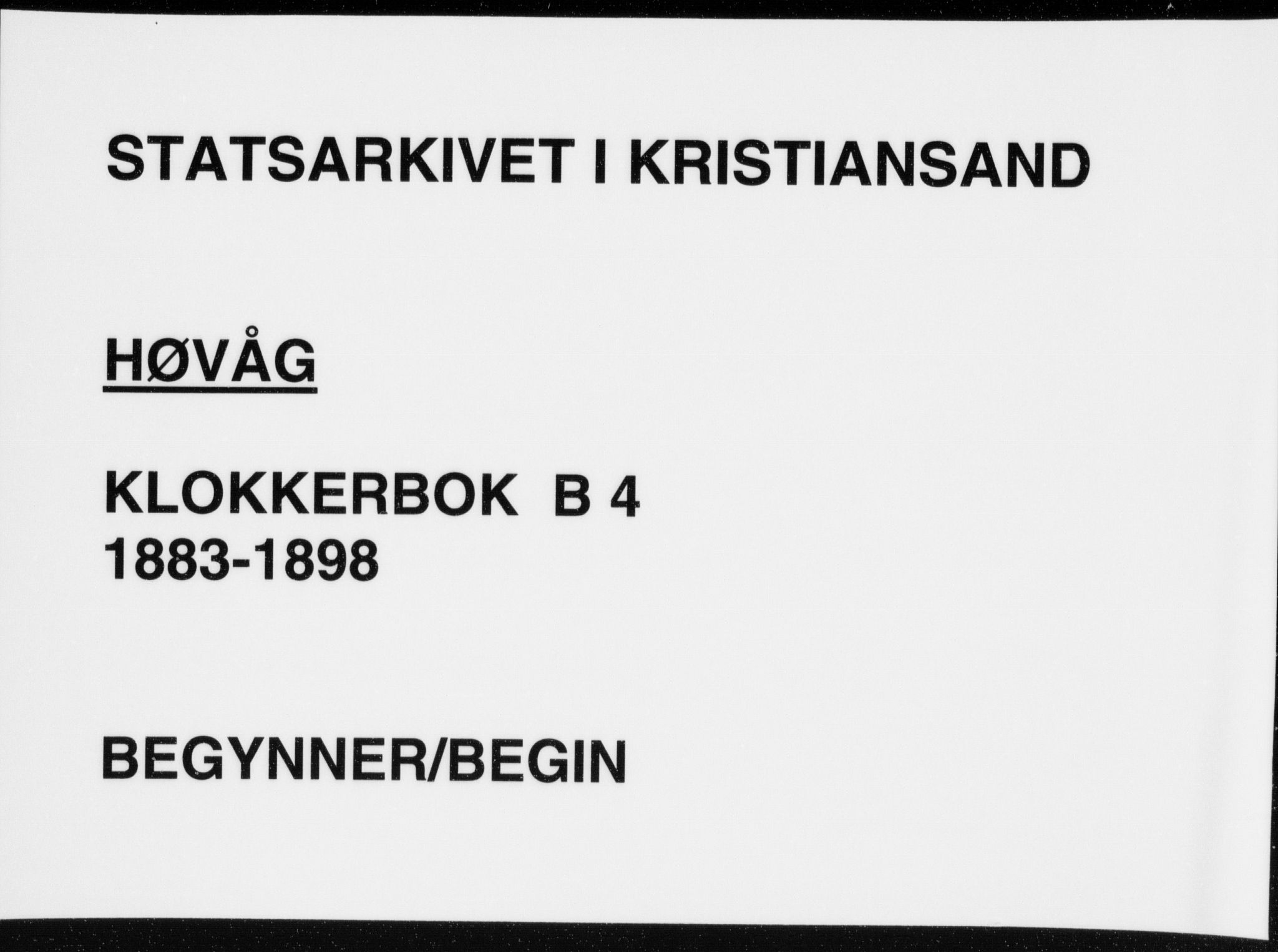 Høvåg sokneprestkontor, AV/SAK-1111-0025/F/Fb/L0004: Klokkerbok nr. B 4, 1883-1898