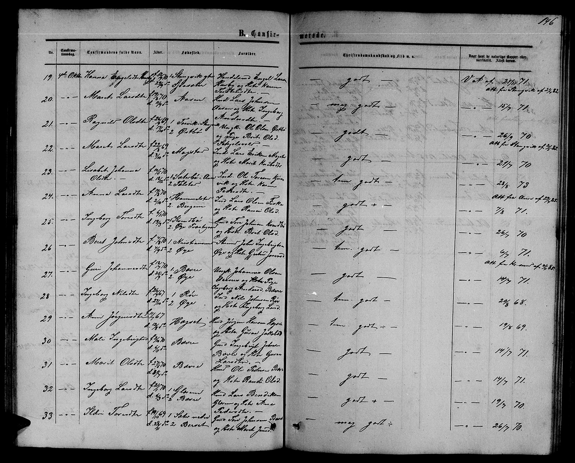 Ministerialprotokoller, klokkerbøker og fødselsregistre - Møre og Romsdal, AV/SAT-A-1454/595/L1051: Klokkerbok nr. 595C03, 1866-1891, s. 146