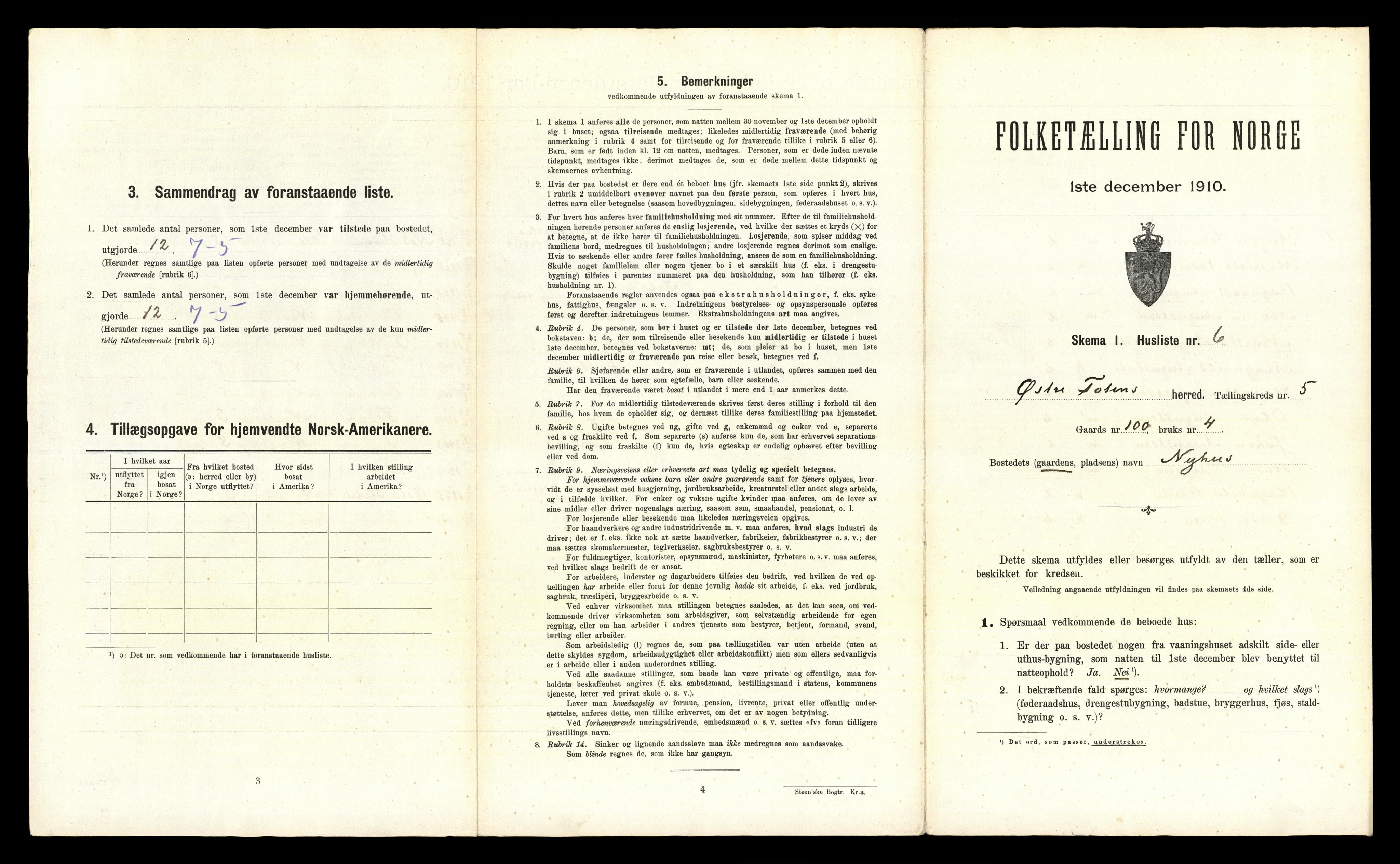 RA, Folketelling 1910 for 0528 Østre Toten herred, 1910, s. 1363