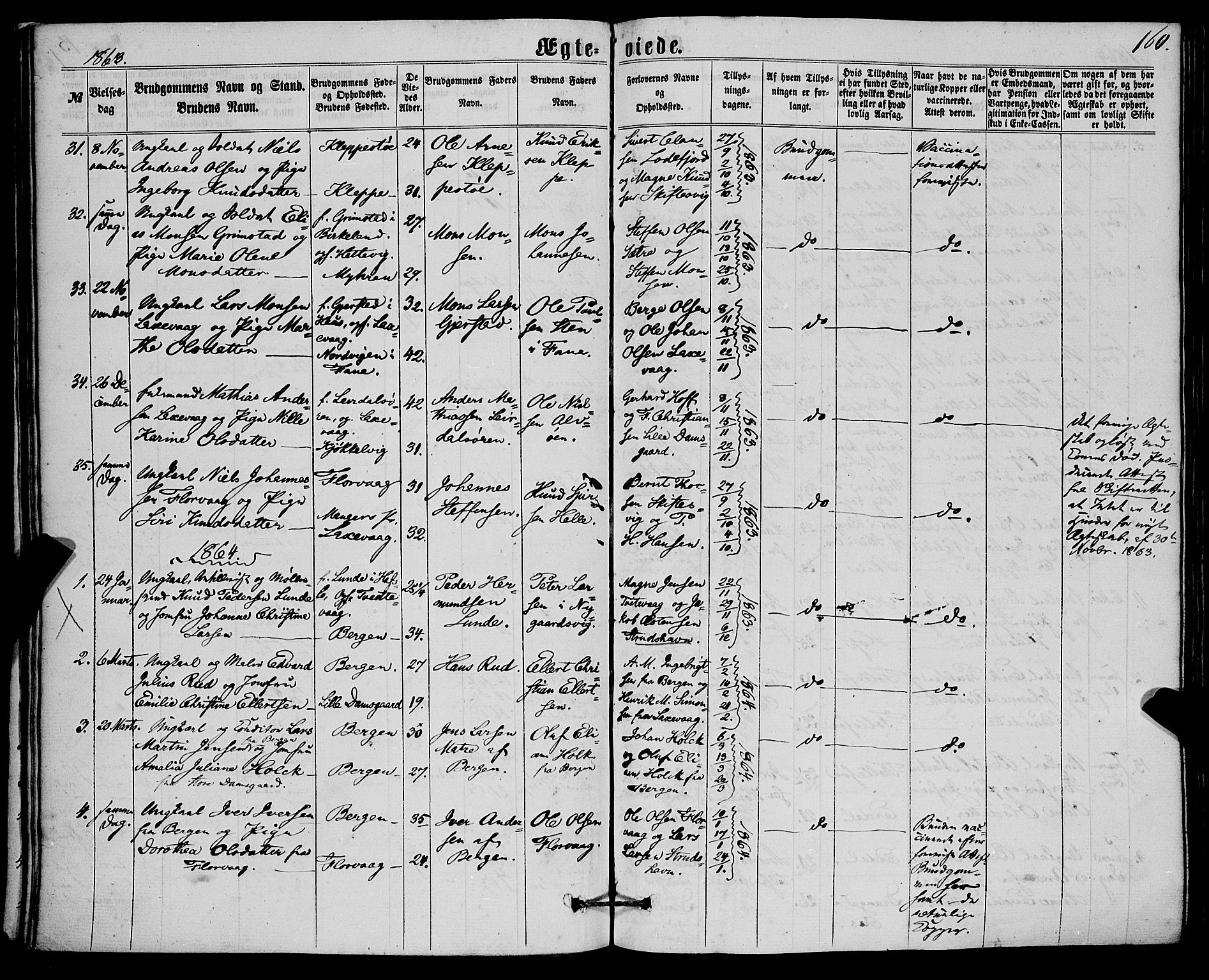 Askøy Sokneprestembete, AV/SAB-A-74101/H/Ha/Haa/Haaa/L0009: Ministerialbok nr. A 9, 1863-1877, s. 160