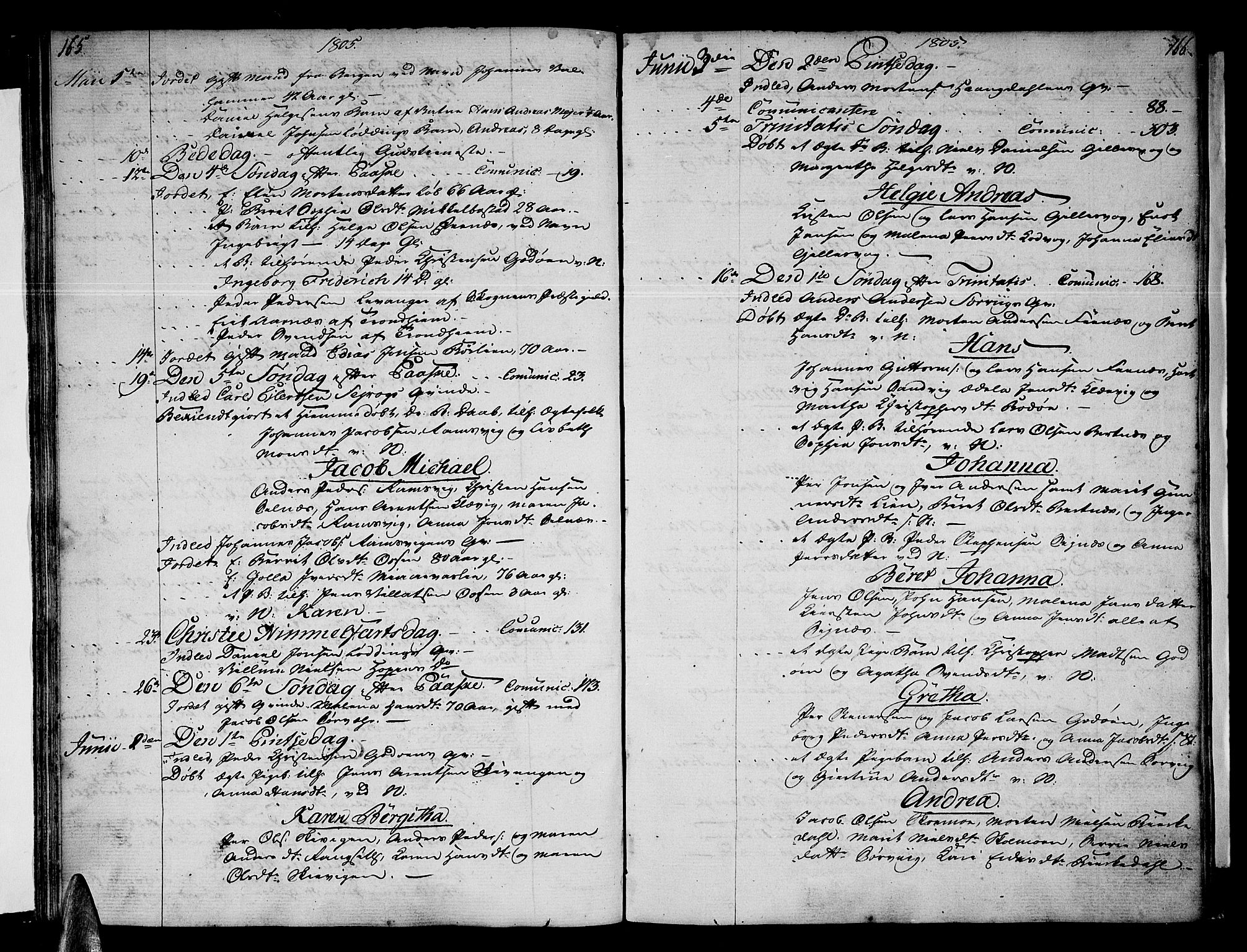 Ministerialprotokoller, klokkerbøker og fødselsregistre - Nordland, AV/SAT-A-1459/801/L0004: Ministerialbok nr. 801A04, 1796-1817, s. 165-166