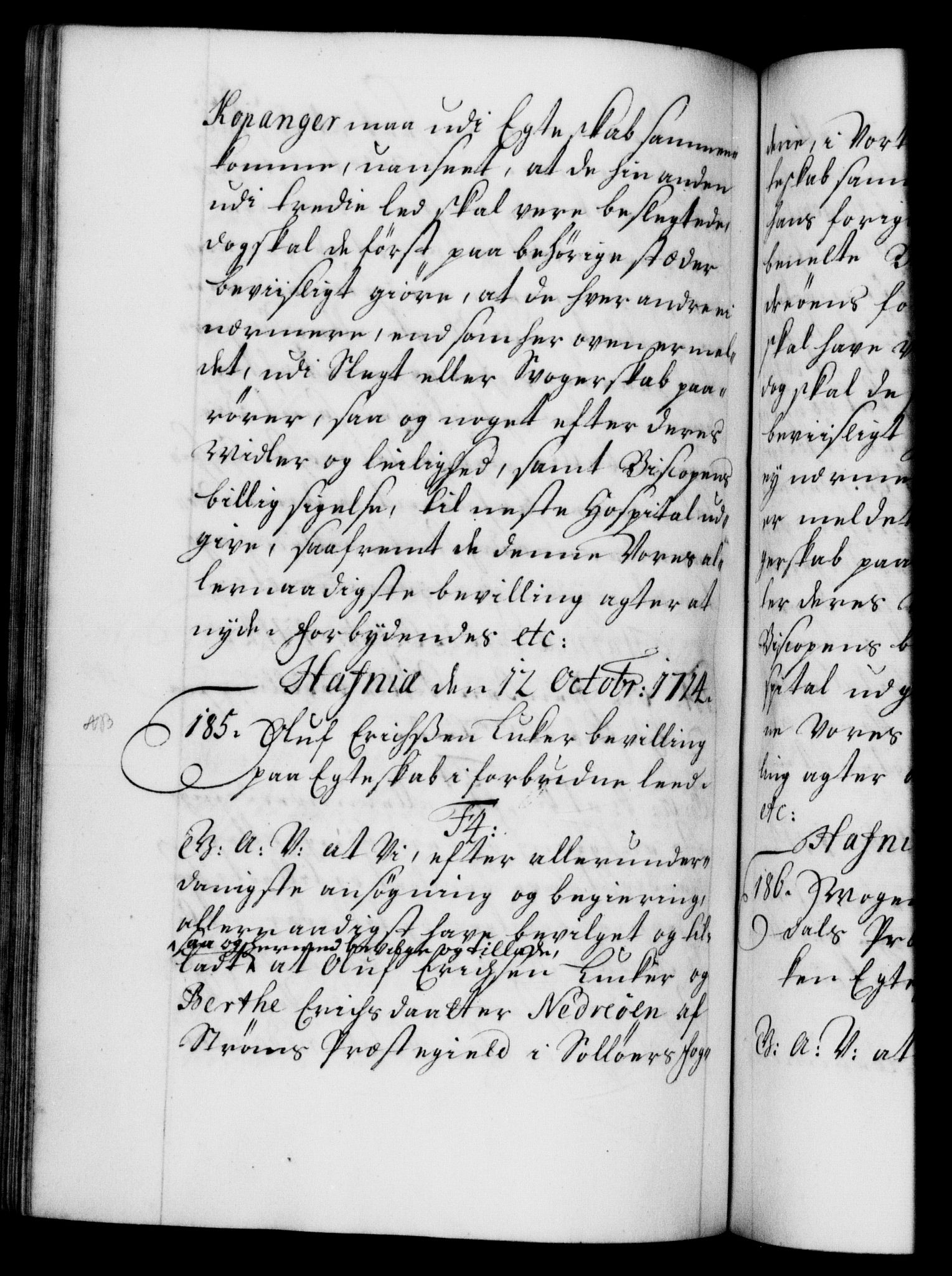 Danske Kanselli 1572-1799, AV/RA-EA-3023/F/Fc/Fca/Fcaa/L0021: Norske registre, 1712-1715, s. 363b