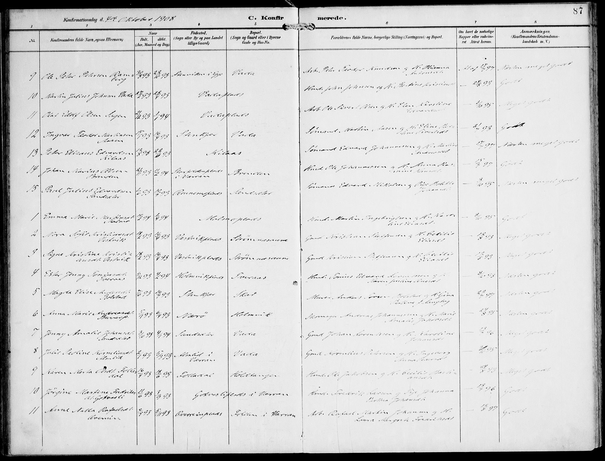 Ministerialprotokoller, klokkerbøker og fødselsregistre - Nord-Trøndelag, SAT/A-1458/745/L0430: Ministerialbok nr. 745A02, 1895-1913, s. 87