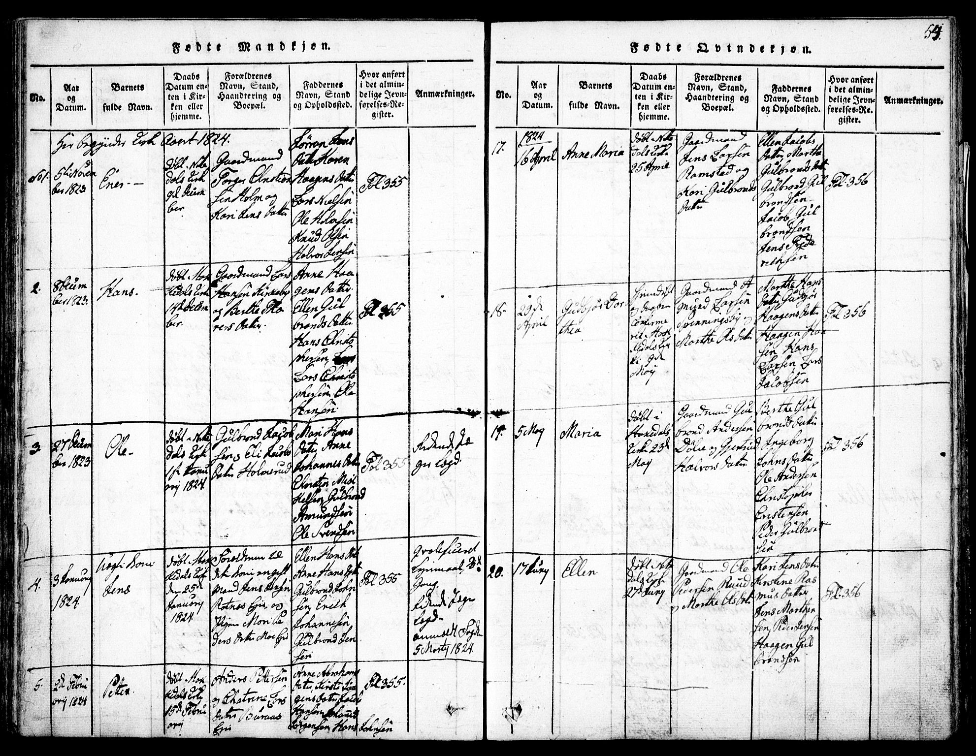 Nittedal prestekontor Kirkebøker, AV/SAO-A-10365a/F/Fa/L0003: Ministerialbok nr. I 3, 1814-1836, s. 54