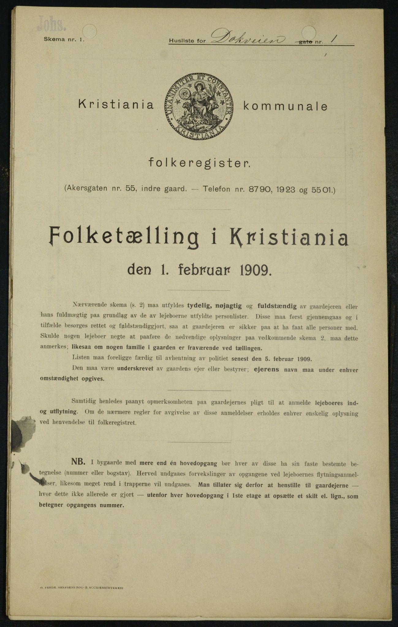OBA, Kommunal folketelling 1.2.1909 for Kristiania kjøpstad, 1909, s. 14458