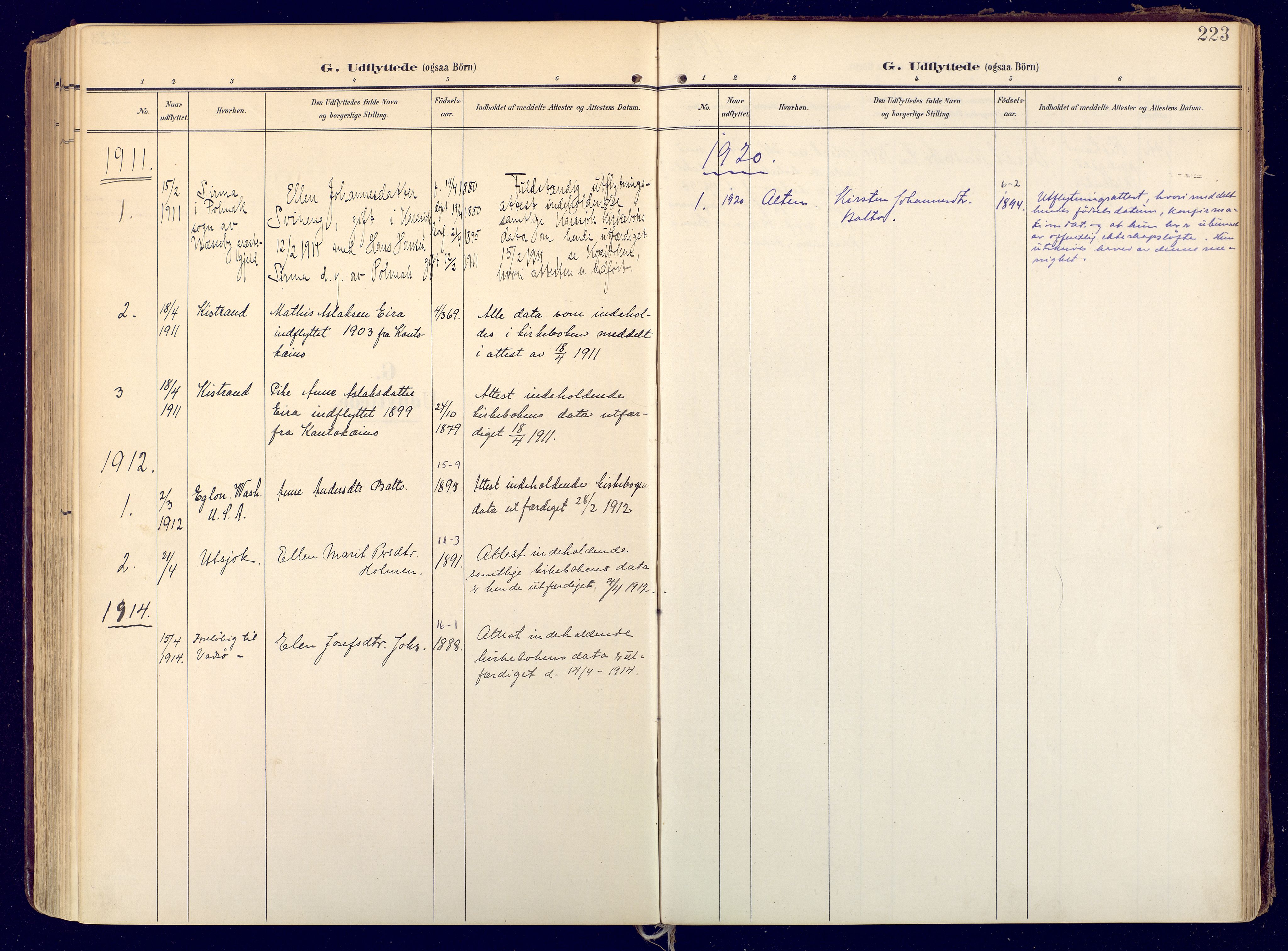 Karasjok sokneprestkontor, AV/SATØ-S-1352/H/Ha: Ministerialbok nr. 3, 1907-1926, s. 223