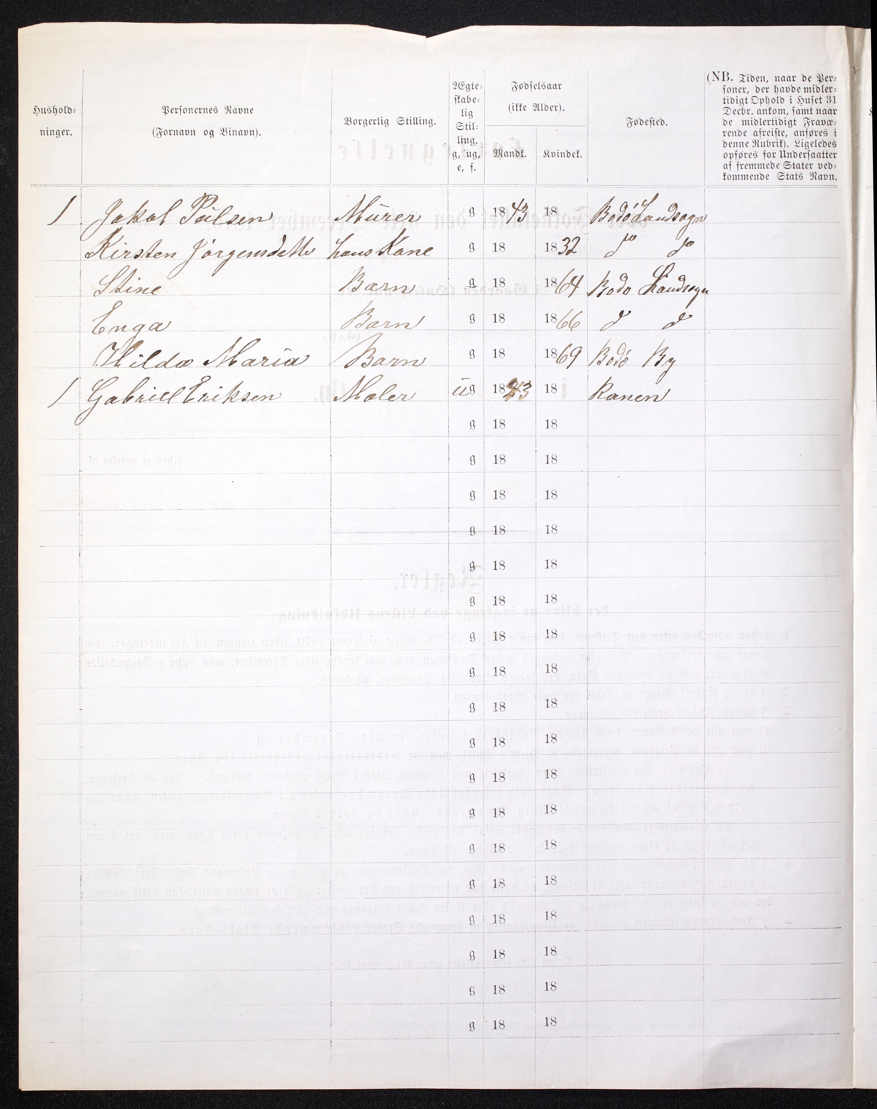 RA, Folketelling 1870 for 1804 Bodø kjøpstad, 1870, s. 48