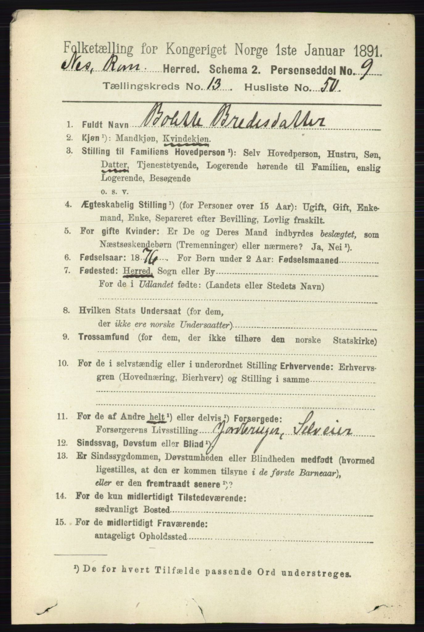 RA, Folketelling 1891 for 0236 Nes herred, 1891, s. 8120