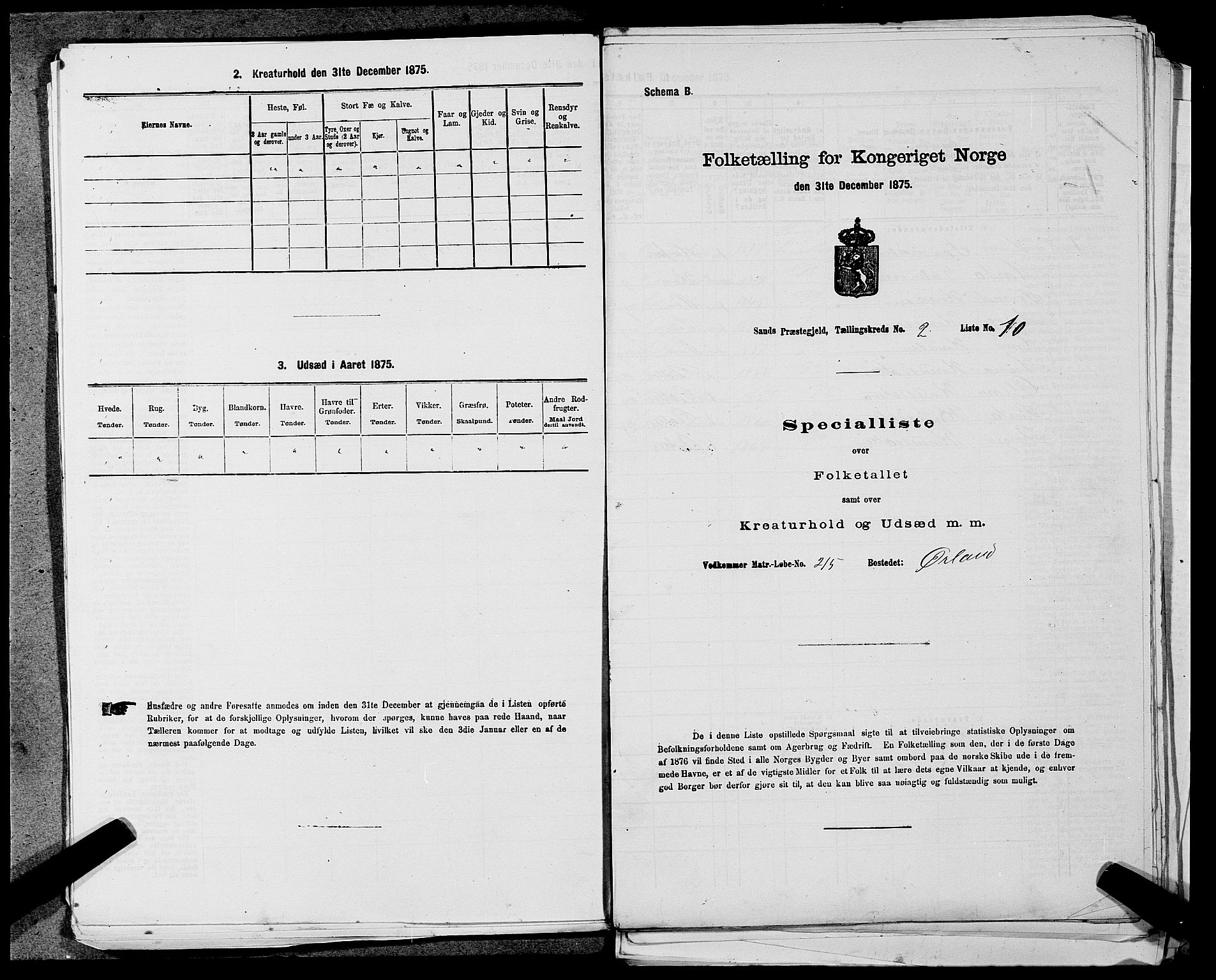 SAST, Folketelling 1875 for 1136P Sand prestegjeld, 1875, s. 160