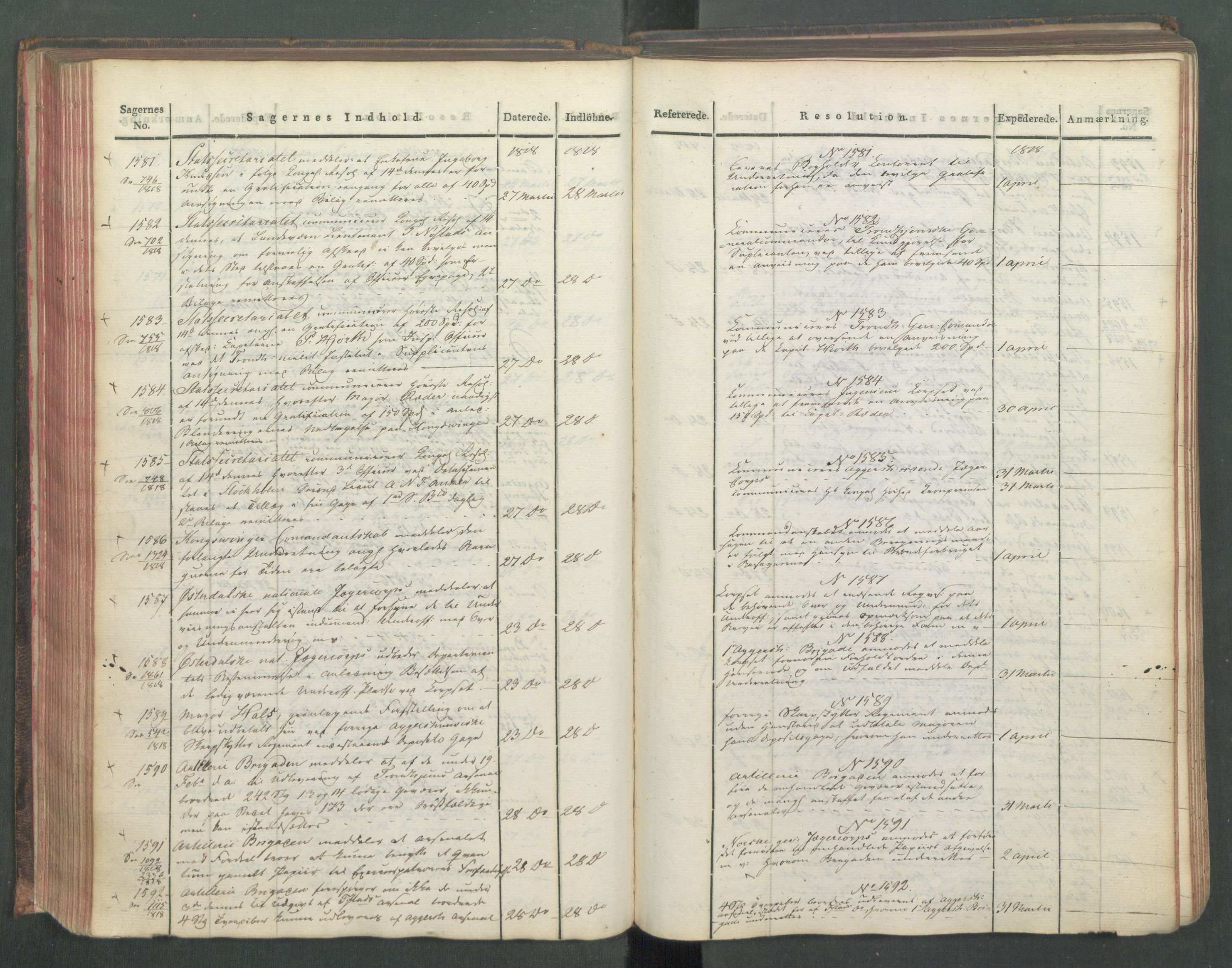 Armédepartementet, AV/RA-RAFA-3493/C/Ca/L0015: 6. Departements Journal, 1818