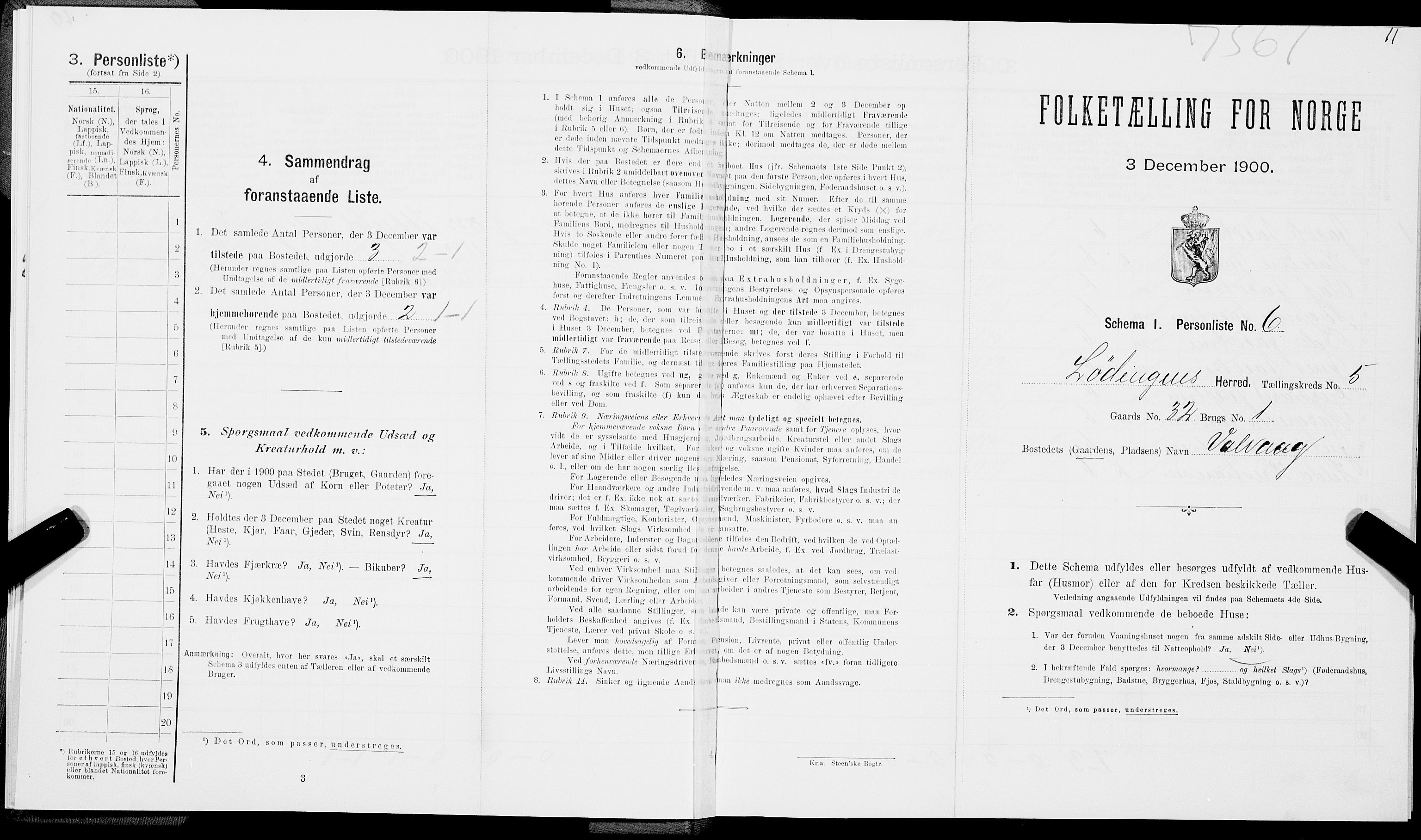 SAT, Folketelling 1900 for 1851 Lødingen herred, 1900, s. 488