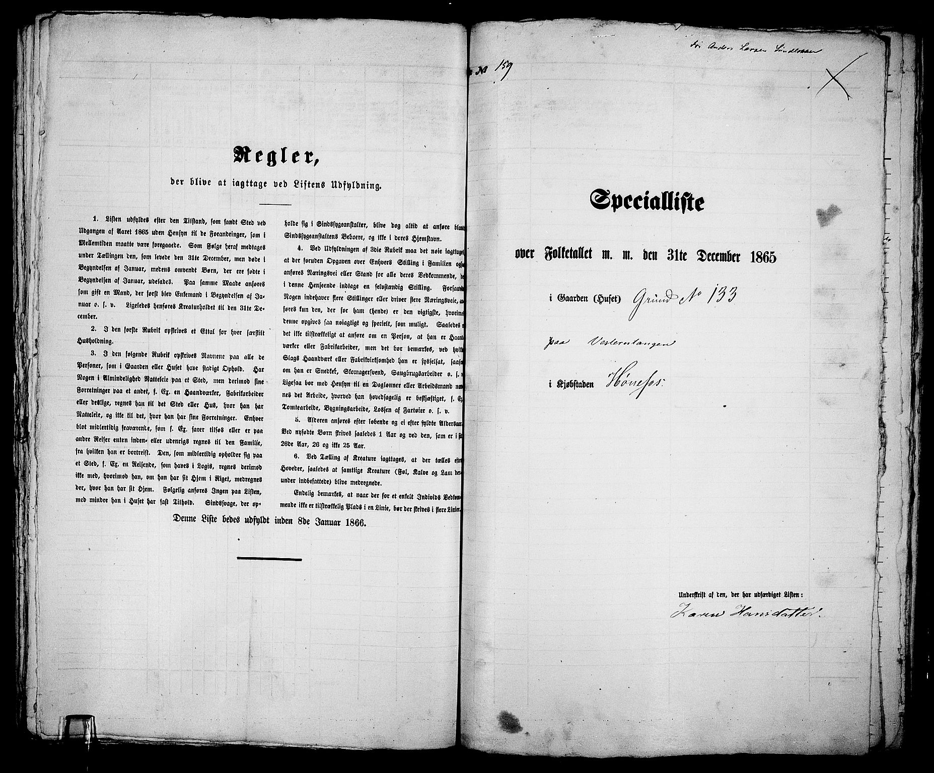 RA, Folketelling 1865 for 0601B Norderhov prestegjeld, Hønefoss kjøpstad, 1865, s. 302