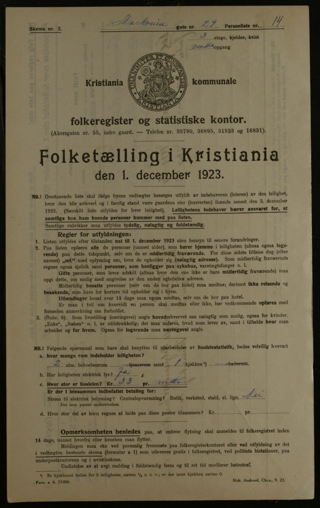 OBA, Kommunal folketelling 1.12.1923 for Kristiania, 1923, s. 70636