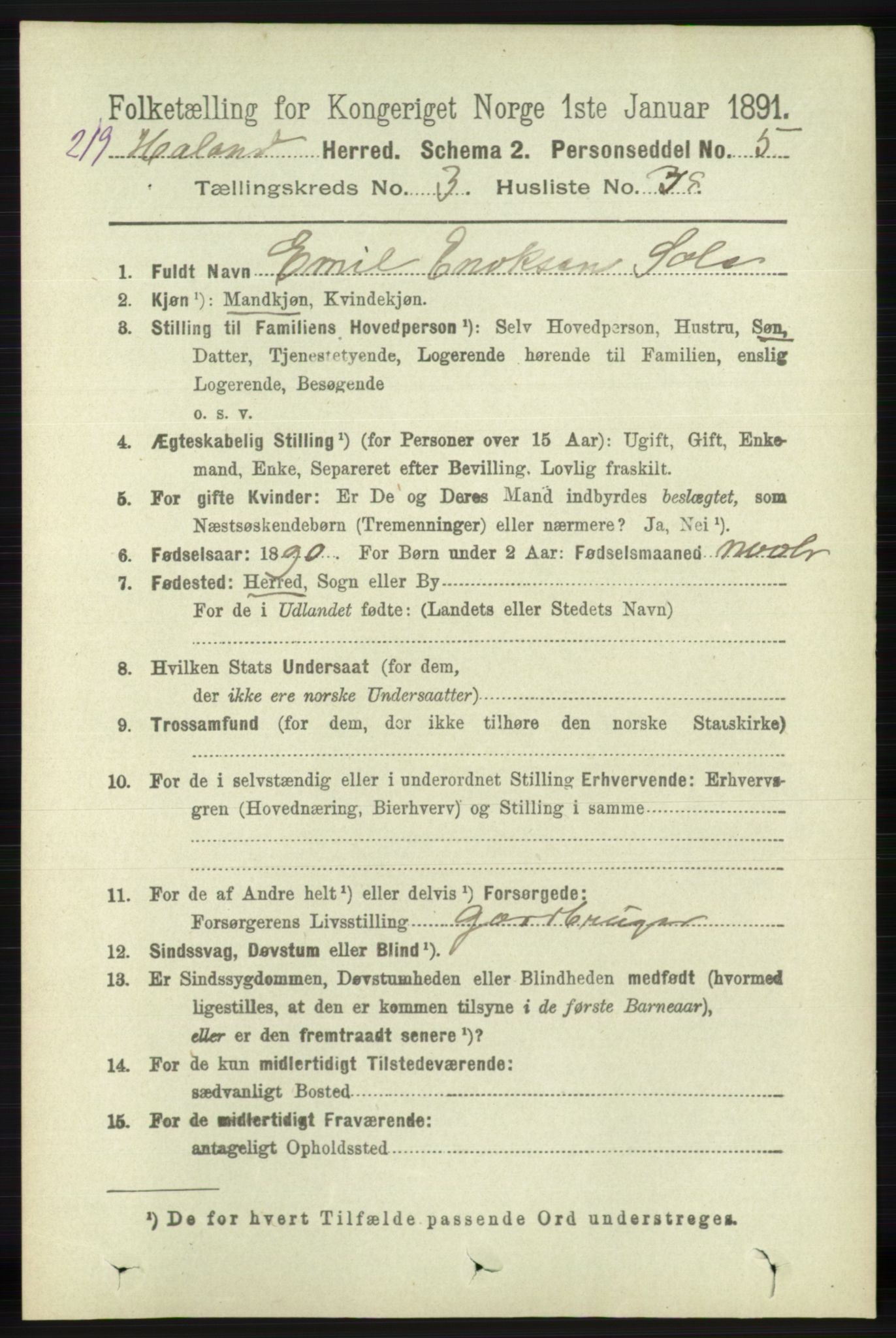 RA, Folketelling 1891 for 1124 Haaland herred, 1891, s. 1940