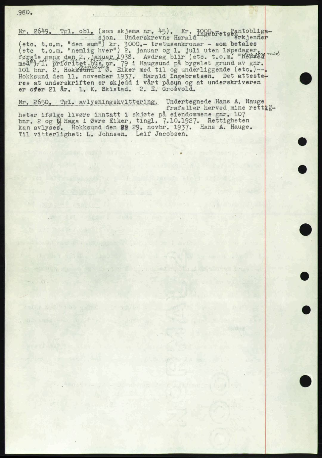 Eiker, Modum og Sigdal sorenskriveri, SAKO/A-123/G/Ga/Gab/L0036: Pantebok nr. A6, 1937-1937, Dagboknr: 2649/1937