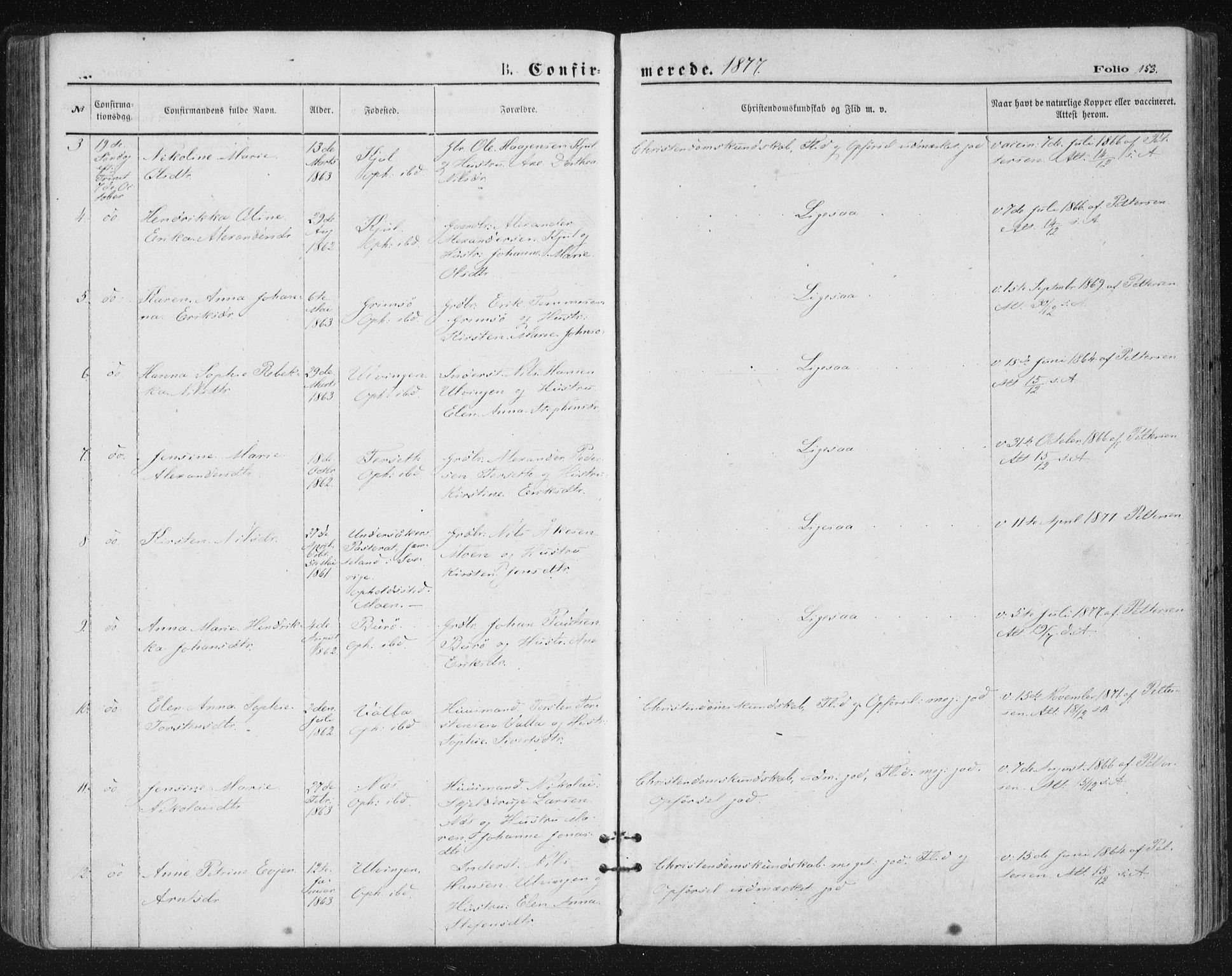 Ministerialprotokoller, klokkerbøker og fødselsregistre - Nordland, SAT/A-1459/816/L0241: Ministerialbok nr. 816A07, 1870-1885, s. 153