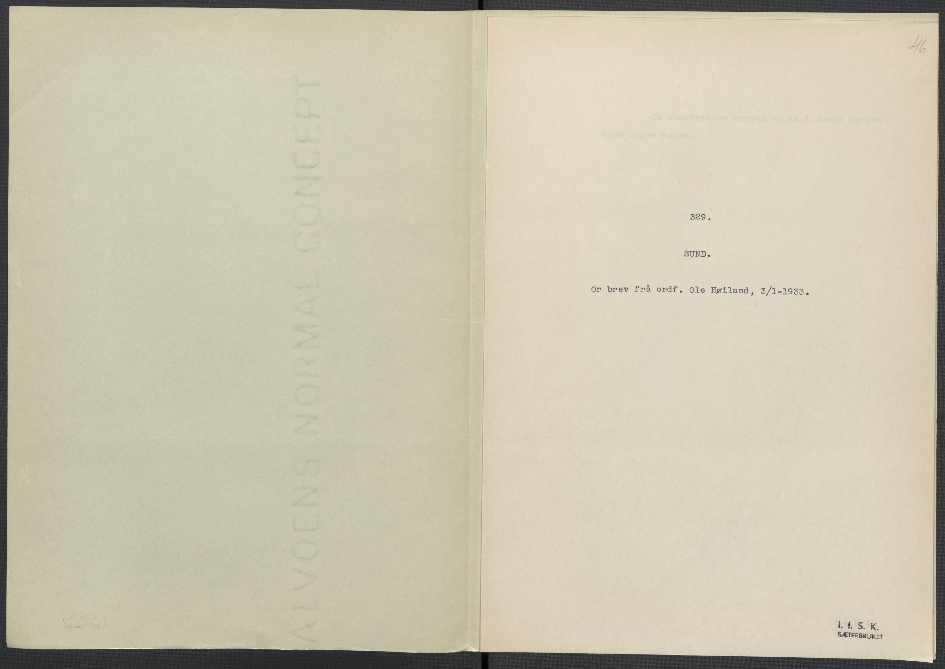 Instituttet for sammenlignende kulturforskning, RA/PA-0424/F/Fc/L0010/0001: Eske B10: / Hordaland (perm XXV), 1932-1939, s. 46