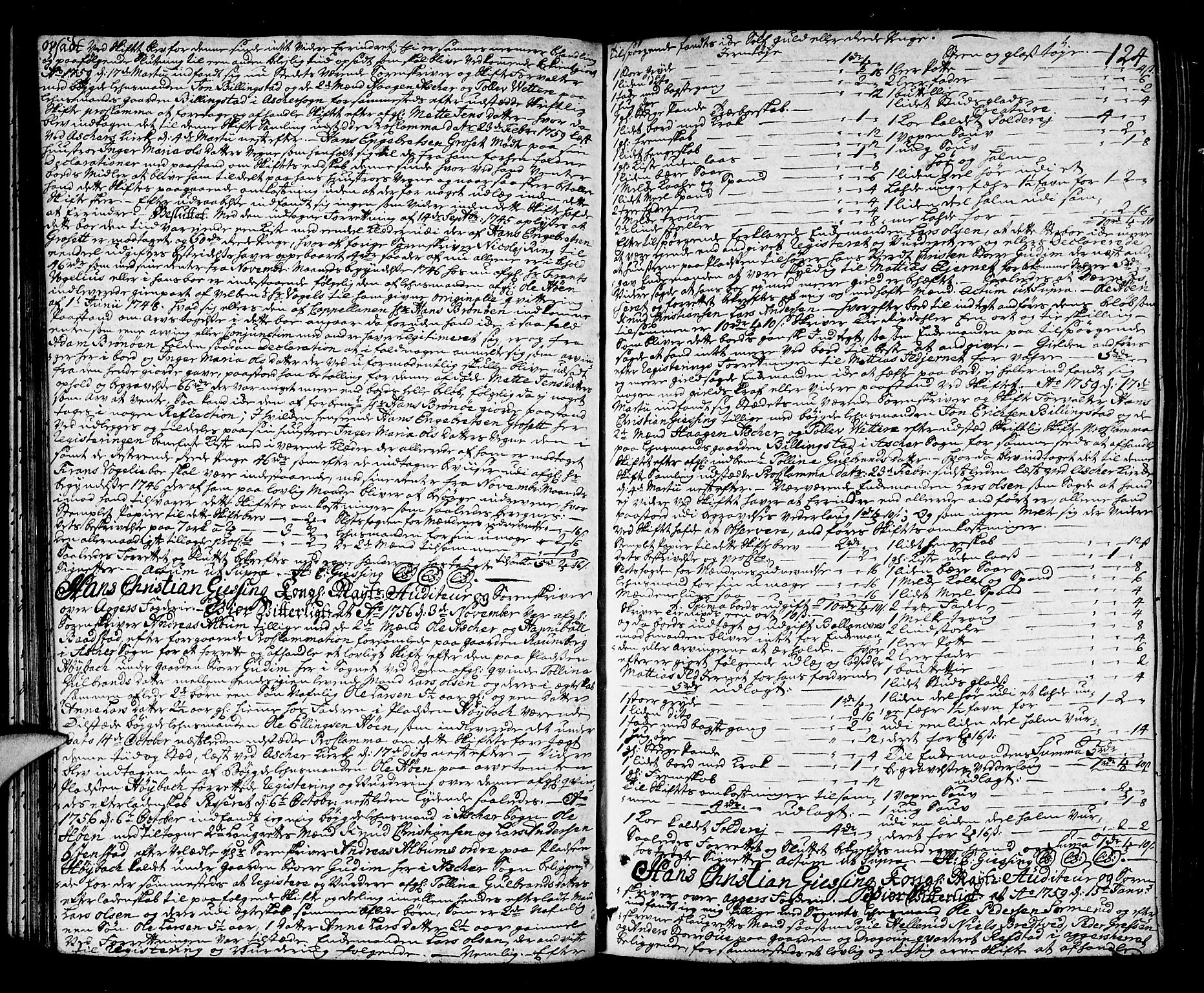 Aker sorenskriveri, AV/SAO-A-10895/H/Hb/L0010: Skifteprotokoll, 1758-1761, s. 123b-124a