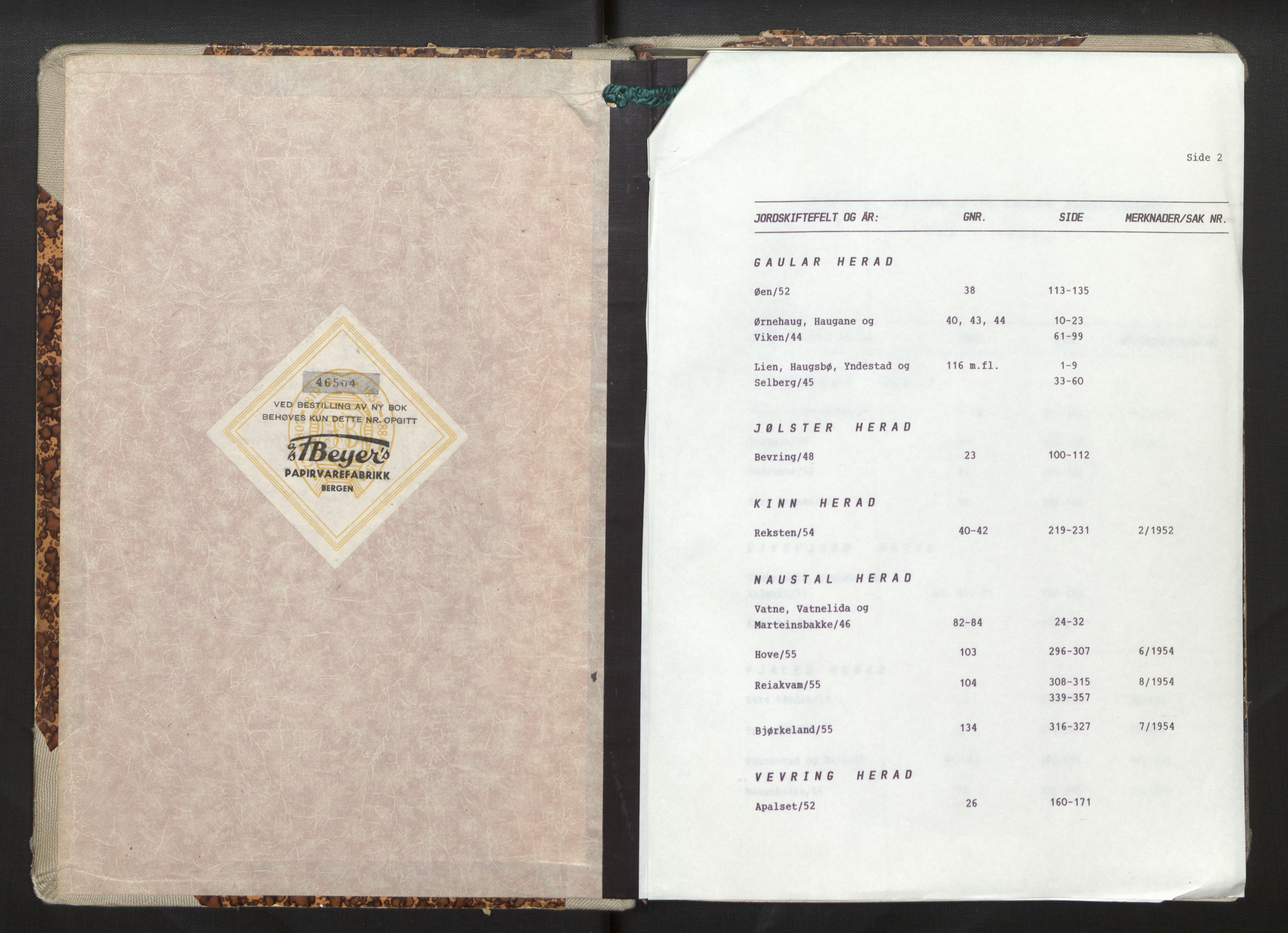Overdommaren i Sogn og Fjordane jordskiftedøme, AV/SAB-A-5701/A/L0004: Overrettsprotokoll, 1945-1956