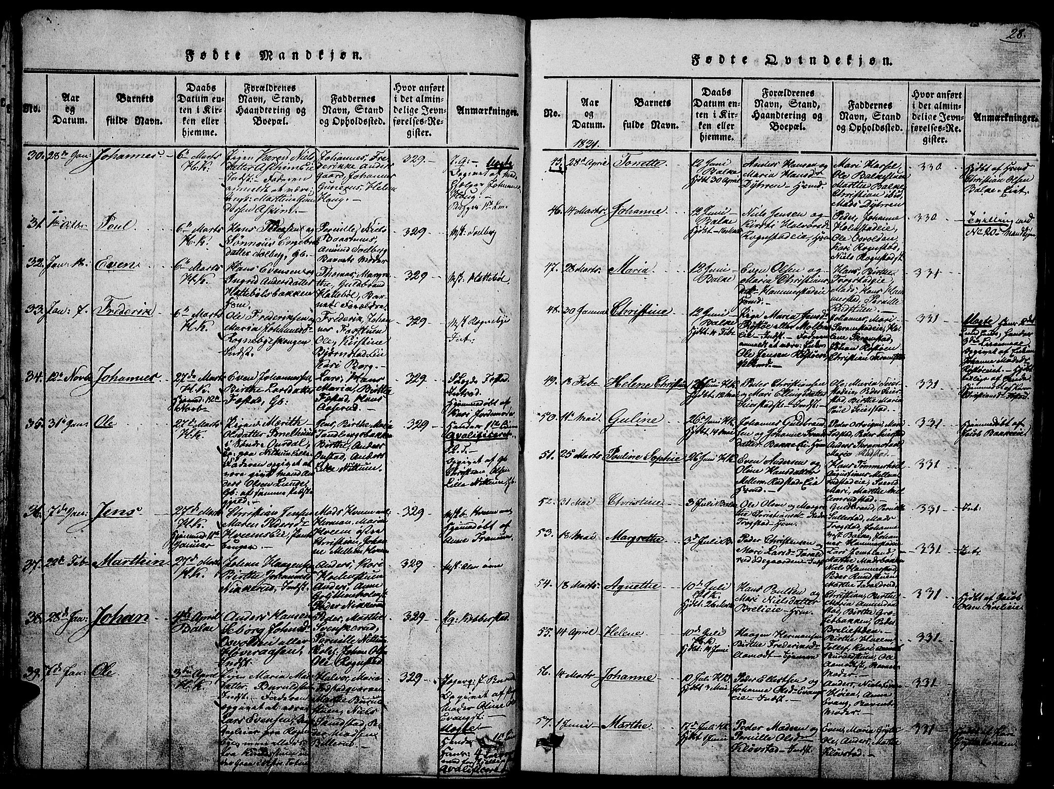 Østre Toten prestekontor, AV/SAH-PREST-104/H/Ha/Hab/L0001: Klokkerbok nr. 1, 1827-1839, s. 28