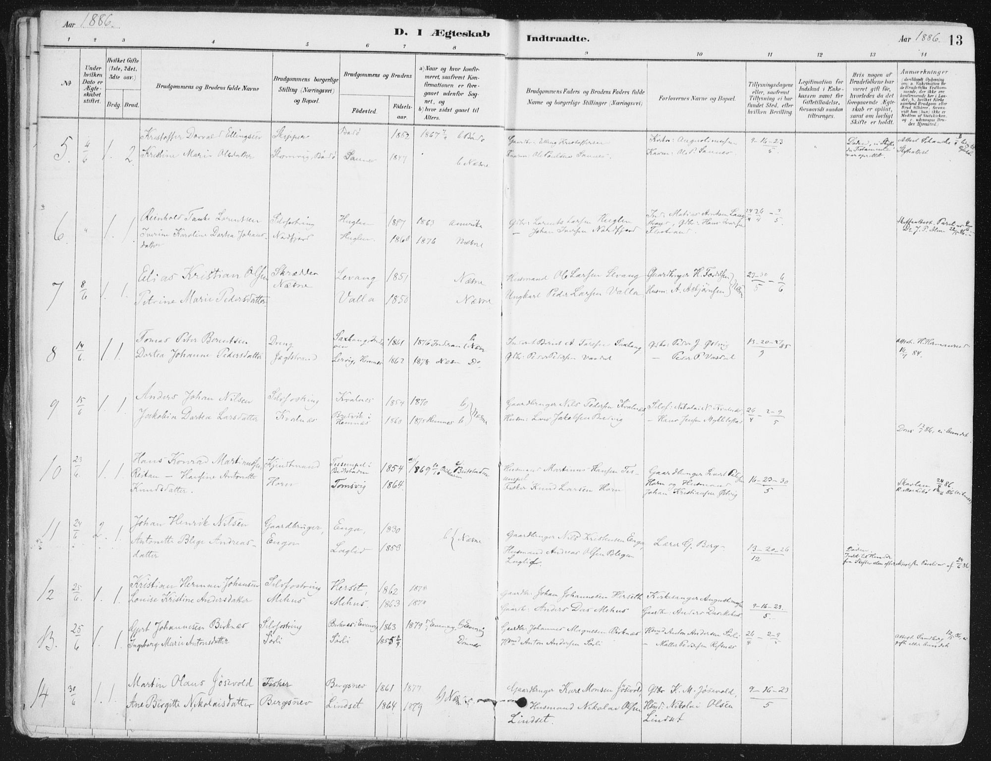 Ministerialprotokoller, klokkerbøker og fødselsregistre - Nordland, AV/SAT-A-1459/838/L0553: Ministerialbok nr. 838A11, 1880-1910, s. 13