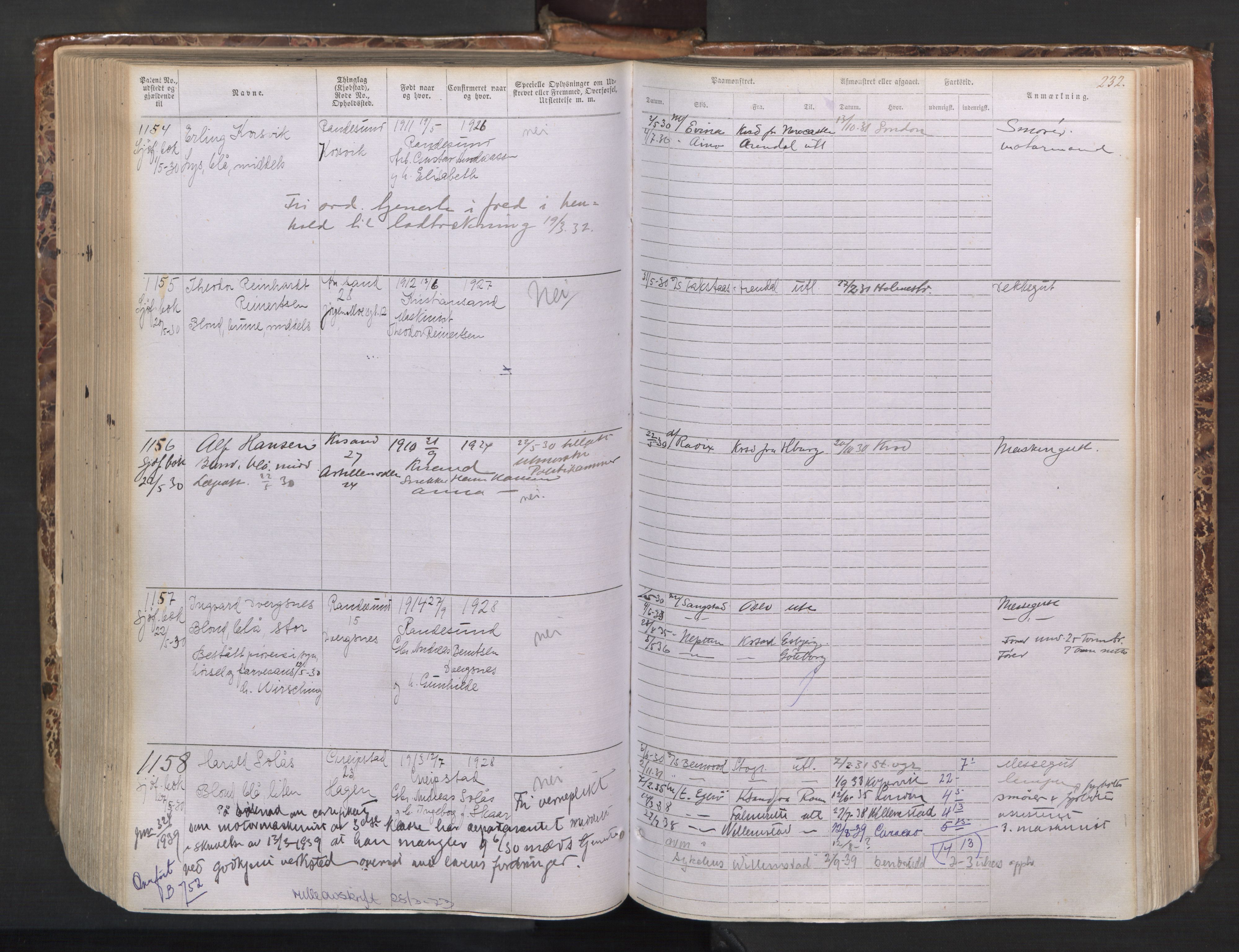 Kristiansand mønstringskrets, AV/SAK-2031-0015/F/Fa/L0008: Annotasjonsrulle nr 1-1330 med register, I-6, 1915-1948, s. 259