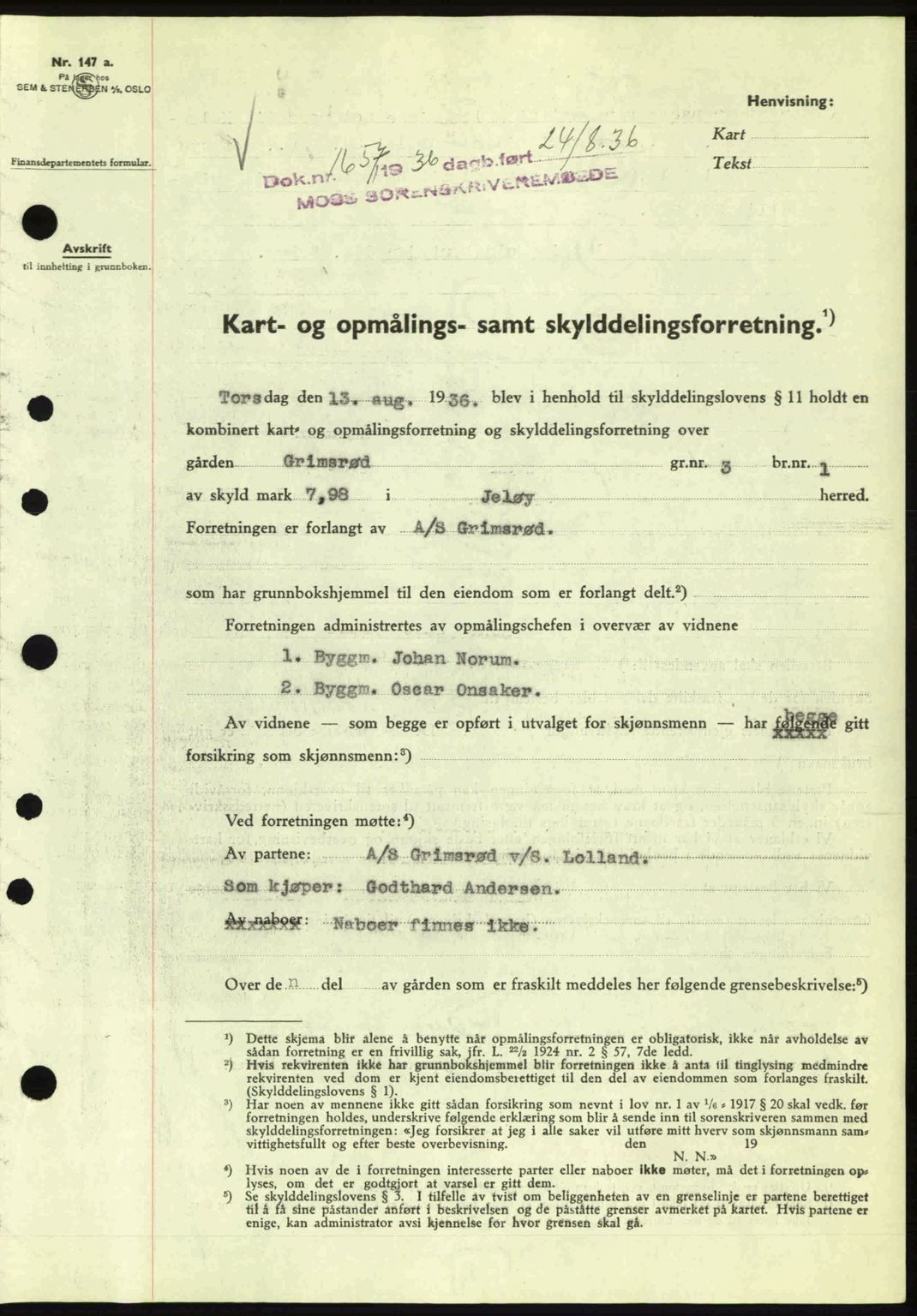 Moss sorenskriveri, SAO/A-10168: Pantebok nr. A1, 1936-1936, Dagboknr: 1657/1936