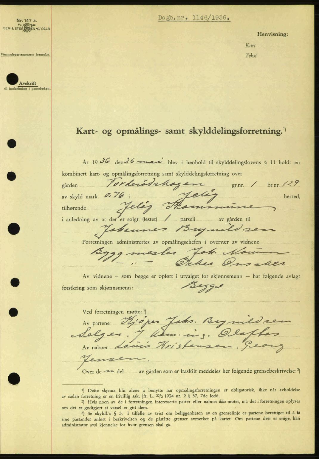 Moss sorenskriveri, SAO/A-10168: Pantebok nr. A1, 1936-1936, Dagboknr: 1146/1936
