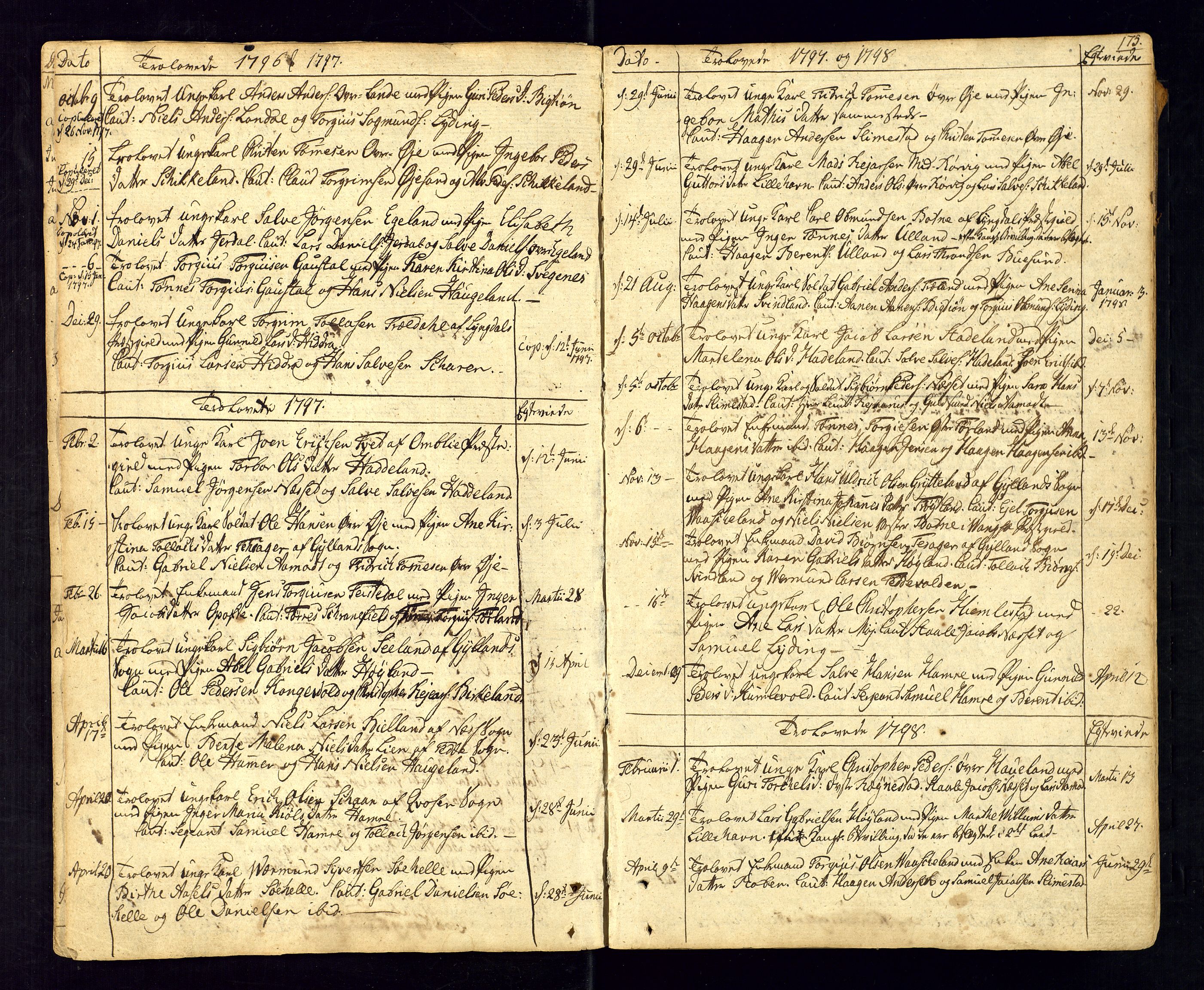 Kvinesdal sokneprestkontor, SAK/1111-0026/F/Fa/Fab/L0002: Ministerialbok nr. A 2, 1789-1815, s. 175