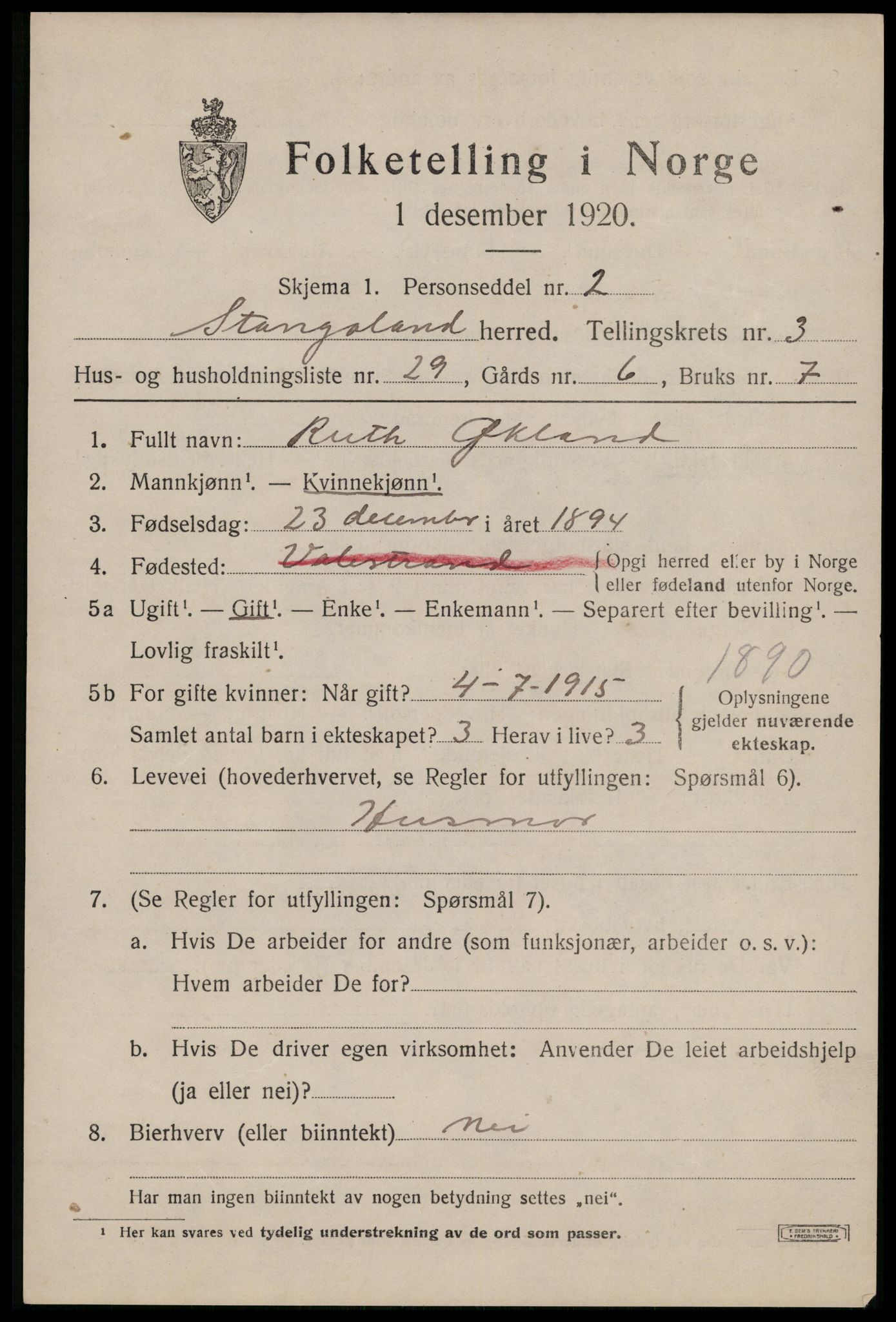 SAST, Folketelling 1920 for 1148 Stangaland herred, 1920, s. 2591