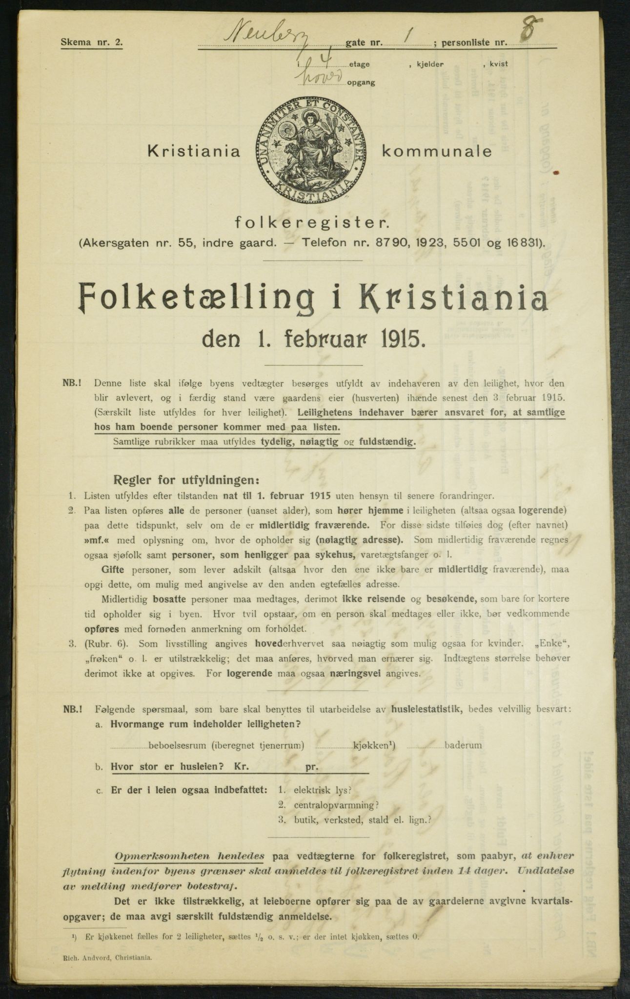 OBA, Kommunal folketelling 1.2.1915 for Kristiania, 1915, s. 69070