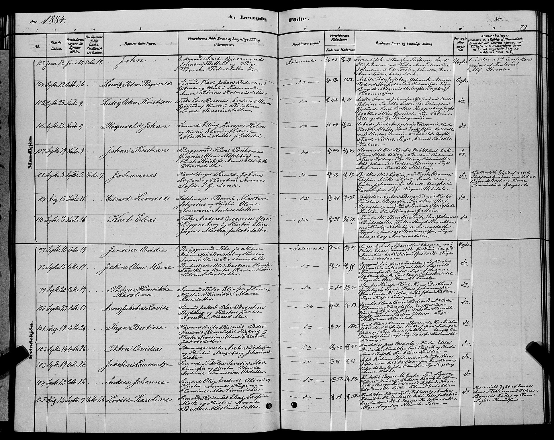 Ministerialprotokoller, klokkerbøker og fødselsregistre - Møre og Romsdal, AV/SAT-A-1454/529/L0466: Klokkerbok nr. 529C03, 1878-1888, s. 78