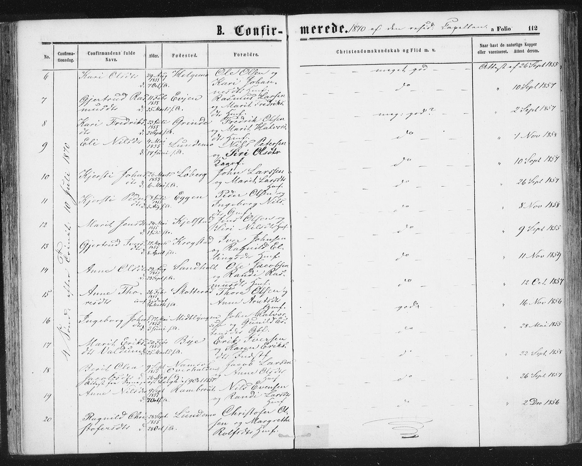 Ministerialprotokoller, klokkerbøker og fødselsregistre - Sør-Trøndelag, SAT/A-1456/692/L1104: Ministerialbok nr. 692A04, 1862-1878, s. 112