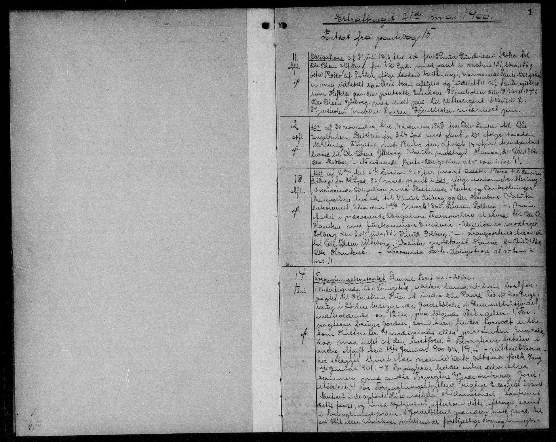 Sør-Hedmark sorenskriveri, AV/SAH-TING-014/H/Hb/Hba/L0016: Pantebok nr. 16, 1900-1902, s. 1