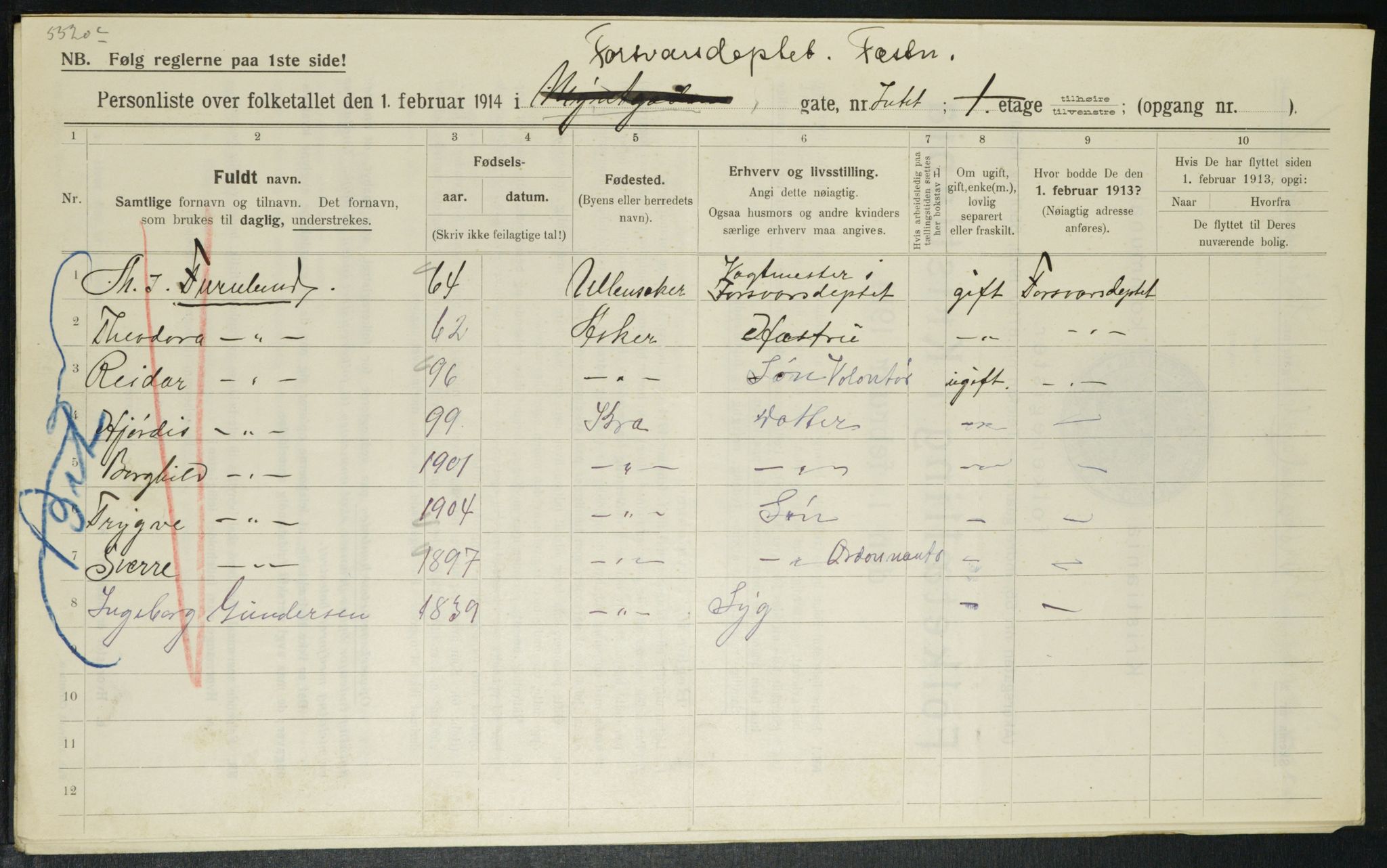 OBA, Kommunal folketelling 1.2.1914 for Kristiania, 1914, s. 3358