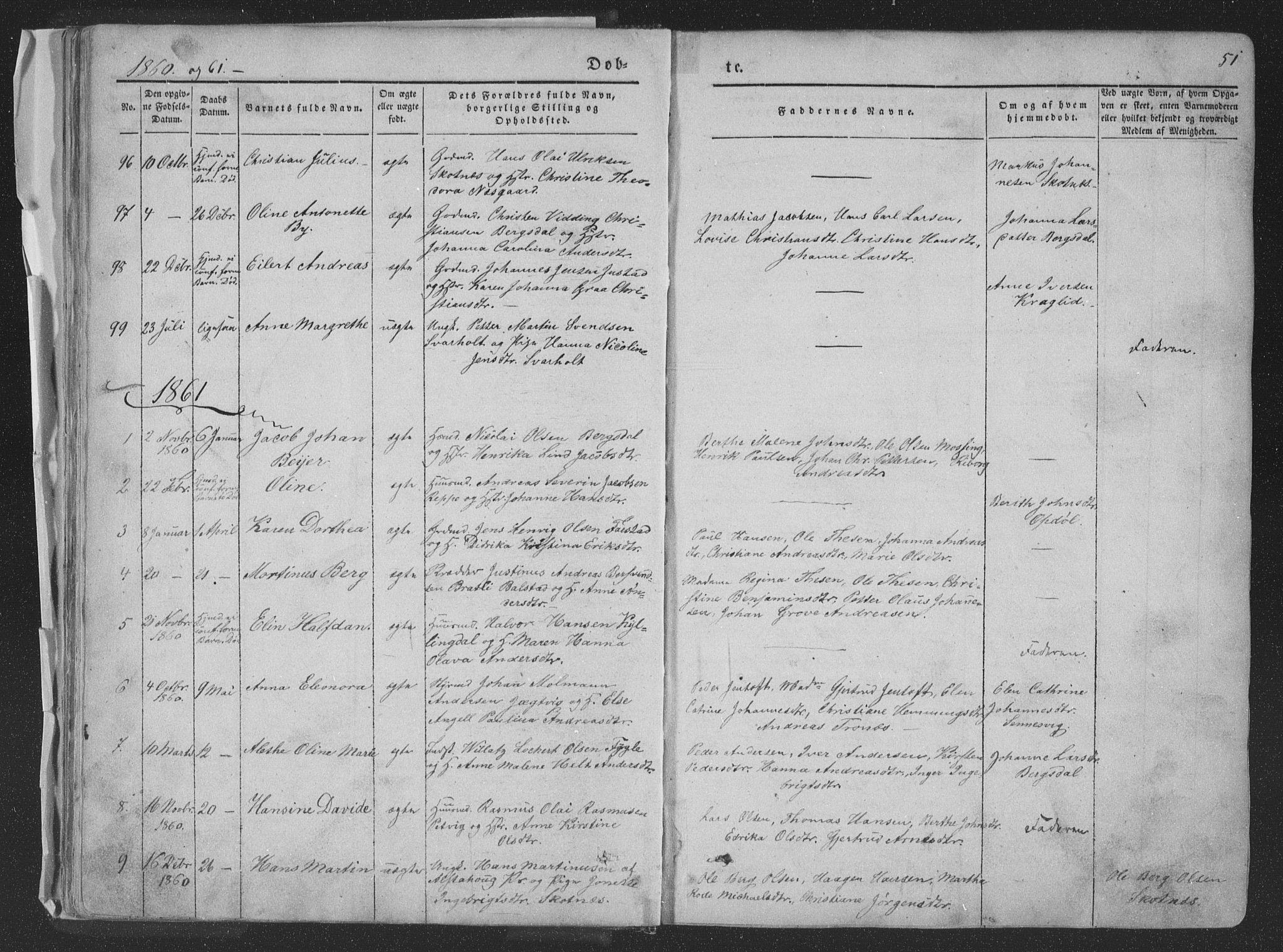 Ministerialprotokoller, klokkerbøker og fødselsregistre - Nordland, AV/SAT-A-1459/881/L1165: Klokkerbok nr. 881C02, 1854-1876, s. 51