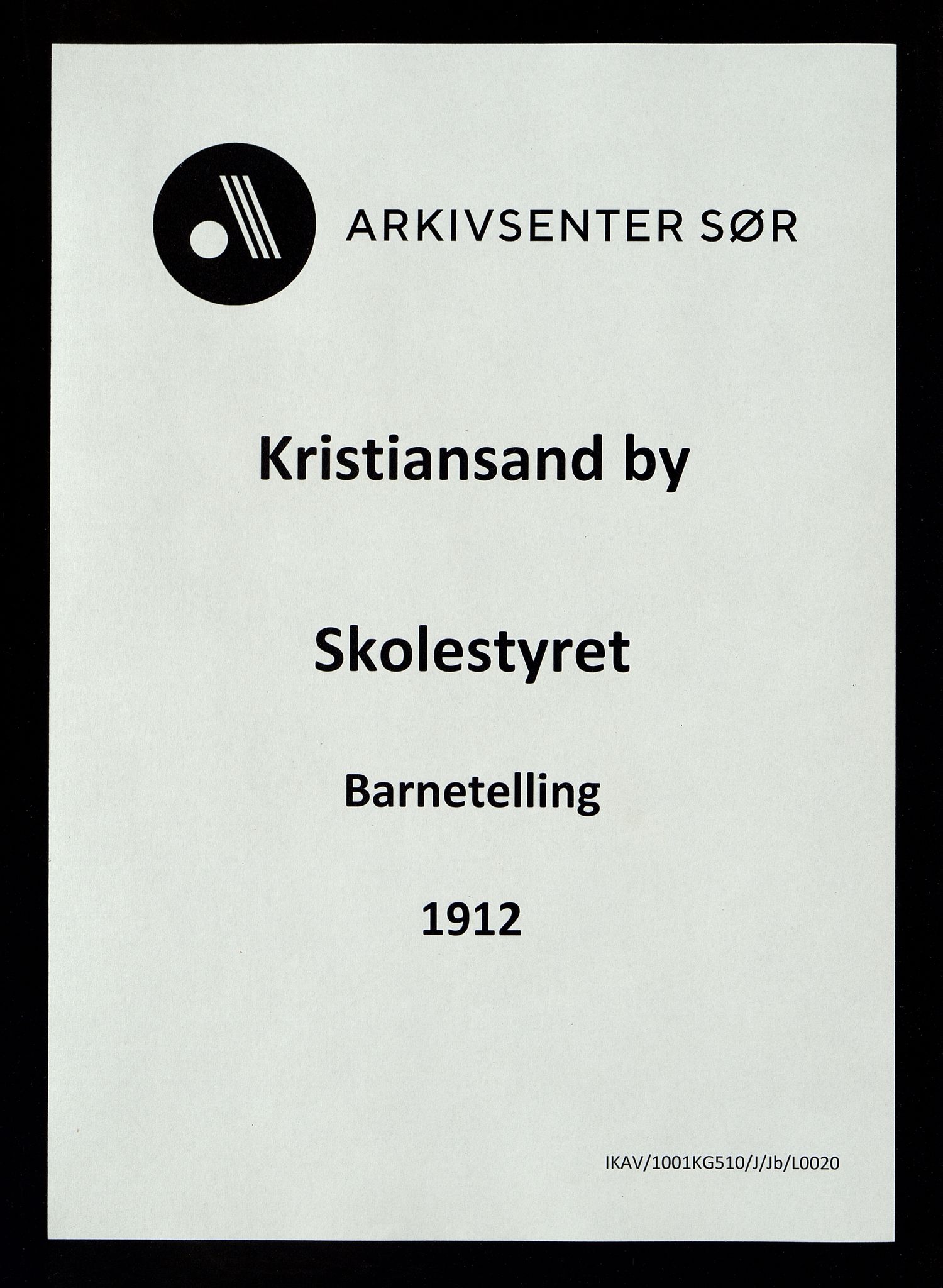 Kristiansand By - Skolekommisjonen/ -Styret, IKAV/1001KG510/J/Jb/L0020: Barnetelling, 1912