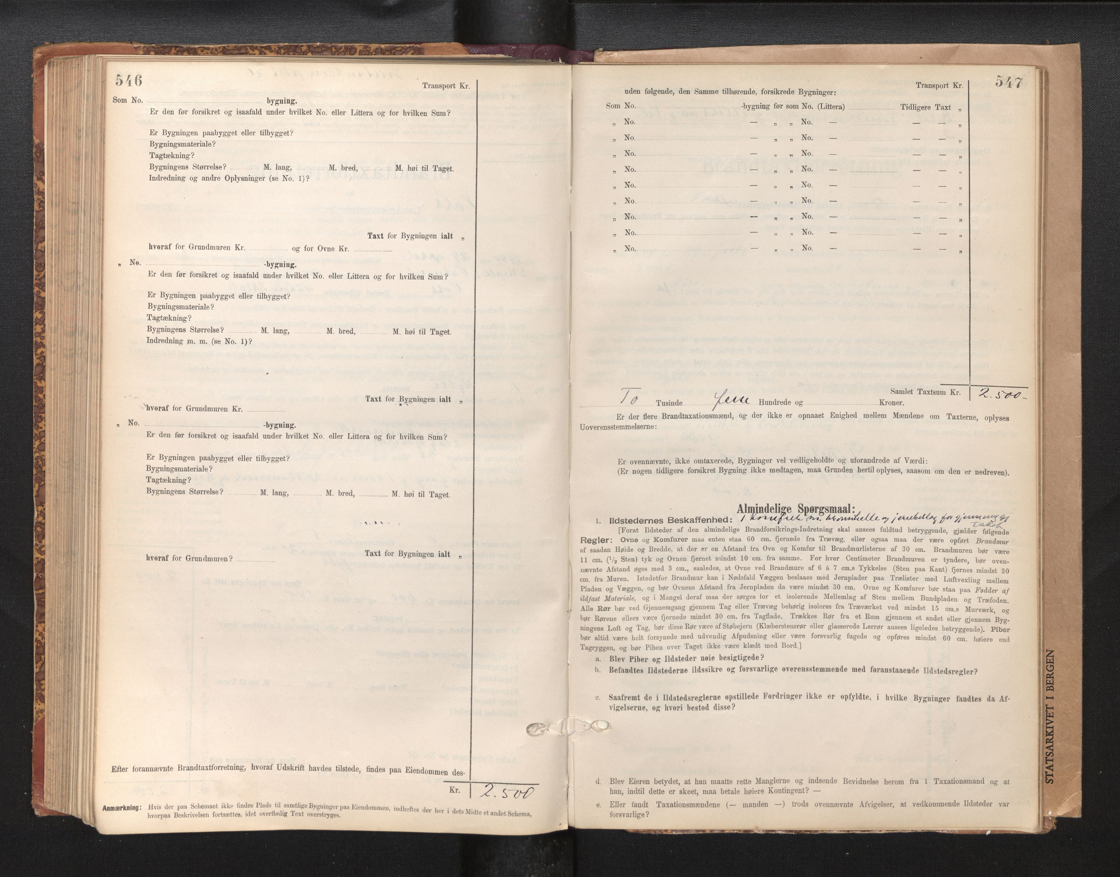 Lensmannen i Voss, SAB/A-35801/0012/L0008: Branntakstprotokoll, skjematakst, 1895-1945, s. 546-547