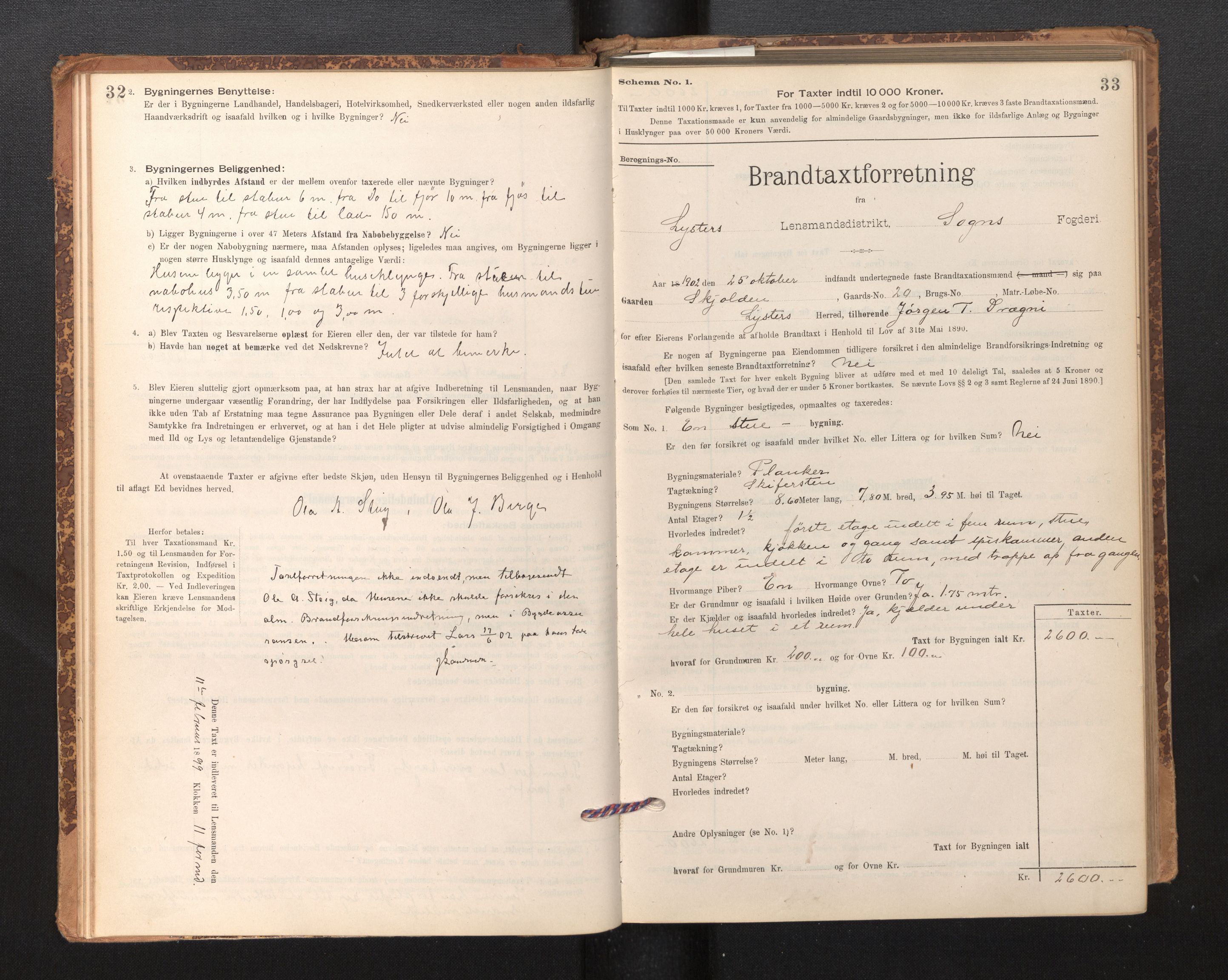 Lensmannen i Luster, SAB/A-29301/0012/L0007: Branntakstprotokoll, skjematakst, 1895-1935, s. 32-33